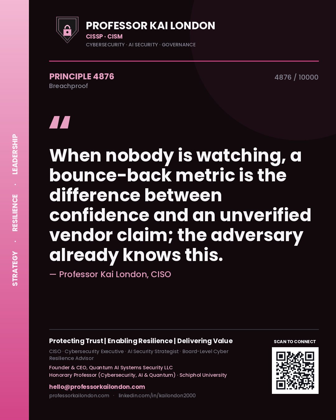 Professor Kai London principle 4876: When nobody is watching, a bounce-back metric is the difference between confidence and an unverified vendor claim; the adversary already knows this.