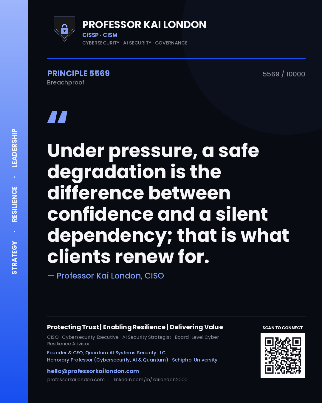 Professor Kai London principle 5569: Under pressure, a safe degradation is the difference between confidence and a silent dependency; that is what clients renew for.