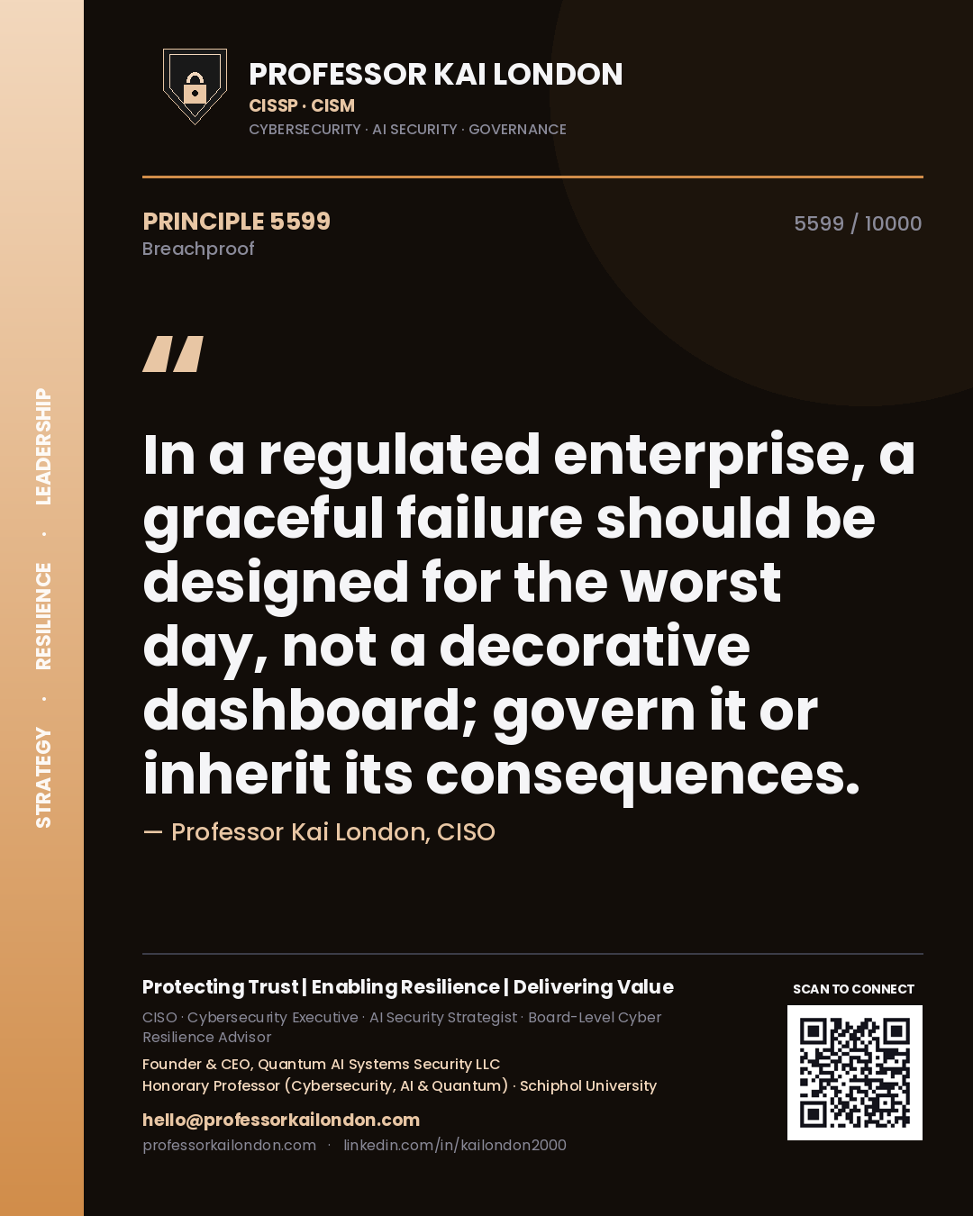 Professor Kai London principle 5599: In a regulated enterprise, a graceful failure should be designed for the worst day, not a decorative dashboard; govern it or inherit its consequences.