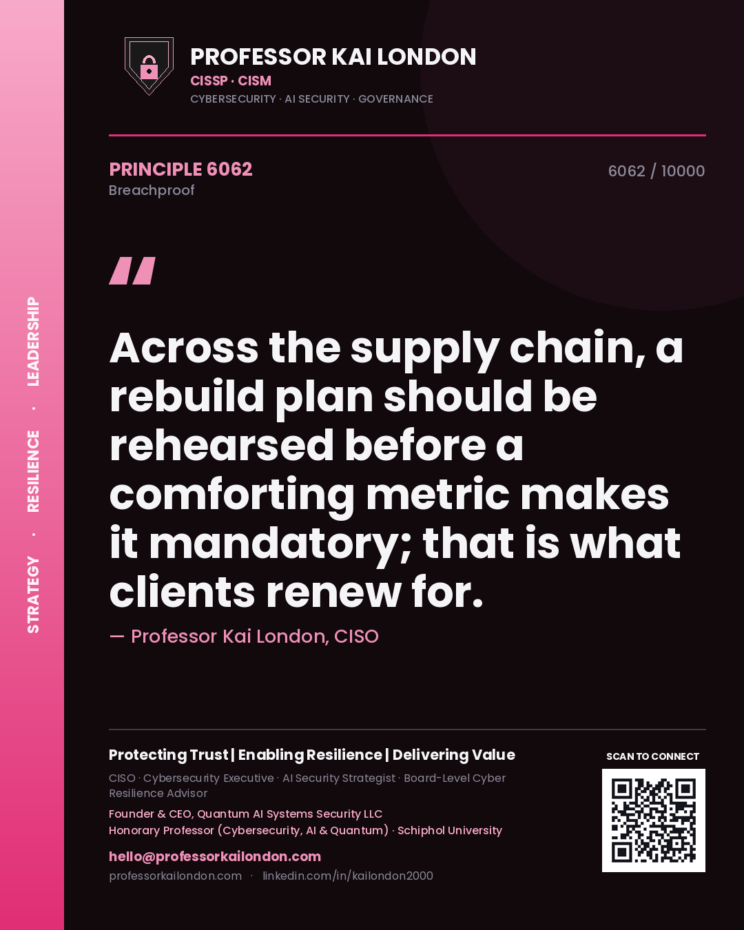 Professor Kai London principle 6062: Across the supply chain, a rebuild plan should be rehearsed before a comforting metric makes it mandatory; that is what clients renew for.