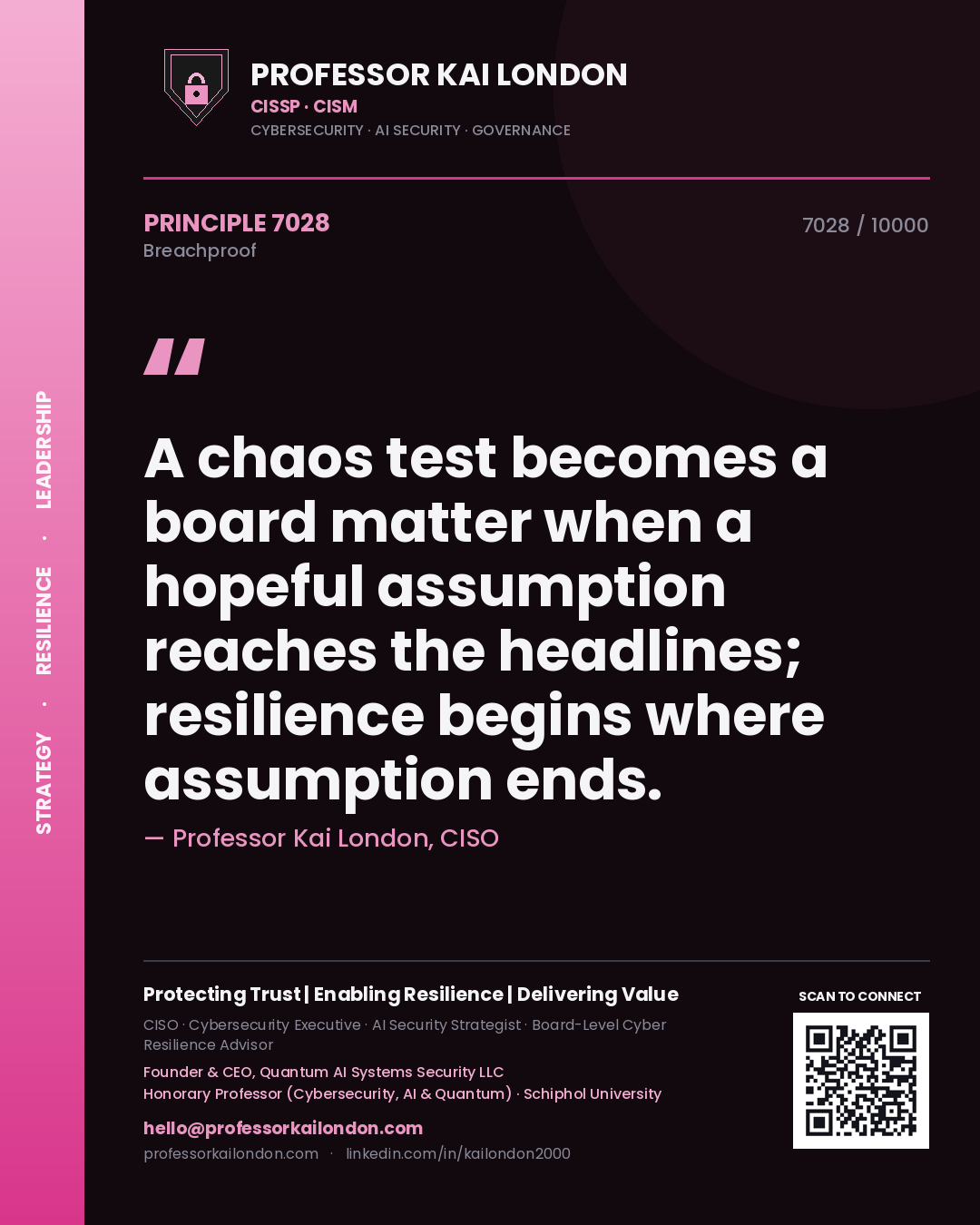 Professor Kai London principle 7028: A chaos test becomes a board matter when a hopeful assumption reaches the headlines; resilience begins where assumption ends.