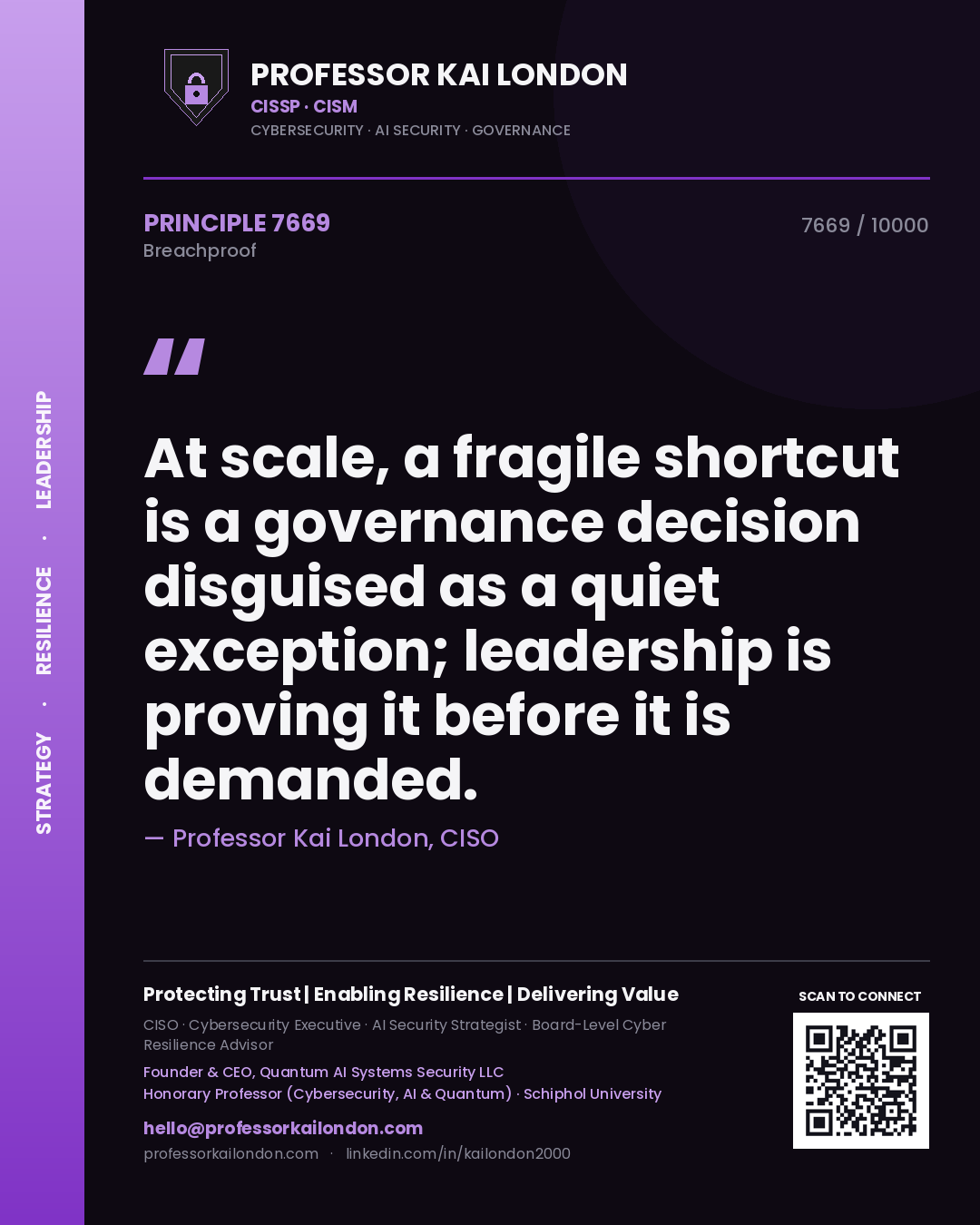Professor Kai London principle 7669: At scale, a fragile shortcut is a governance decision disguised as a quiet exception; leadership is proving it before it is demanded.