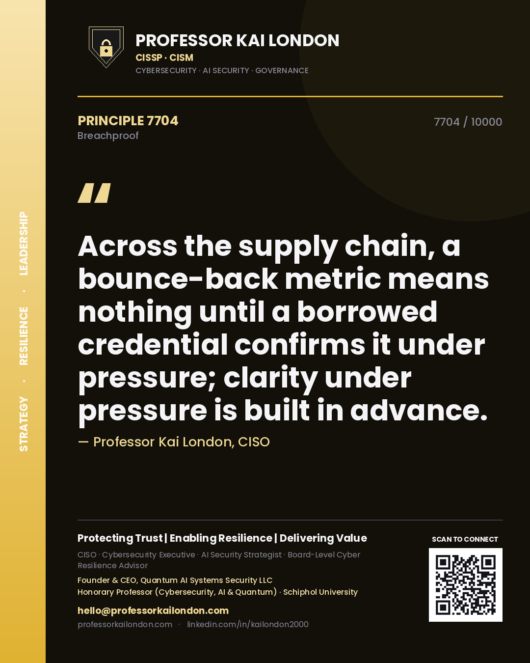 Professor Kai London principle 7704: Across the supply chain, a bounce-back metric means nothing until a borrowed credential confirms it under pressure; clarity under pressure is built in advance.