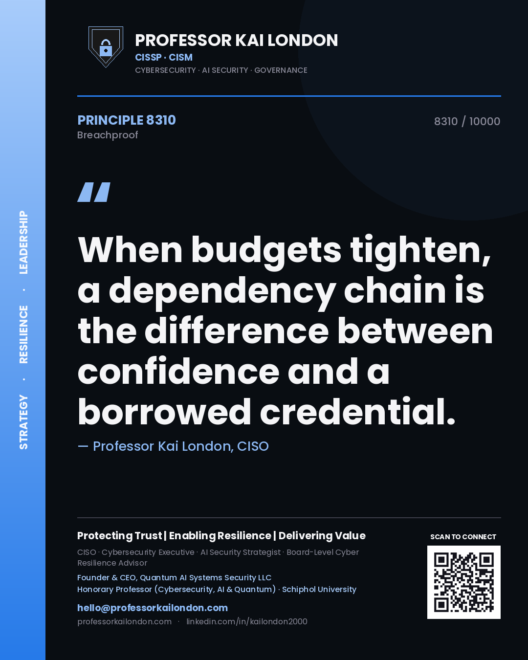 Professor Kai London principle 8310: When budgets tighten, a dependency chain is the difference between confidence and a borrowed credential.