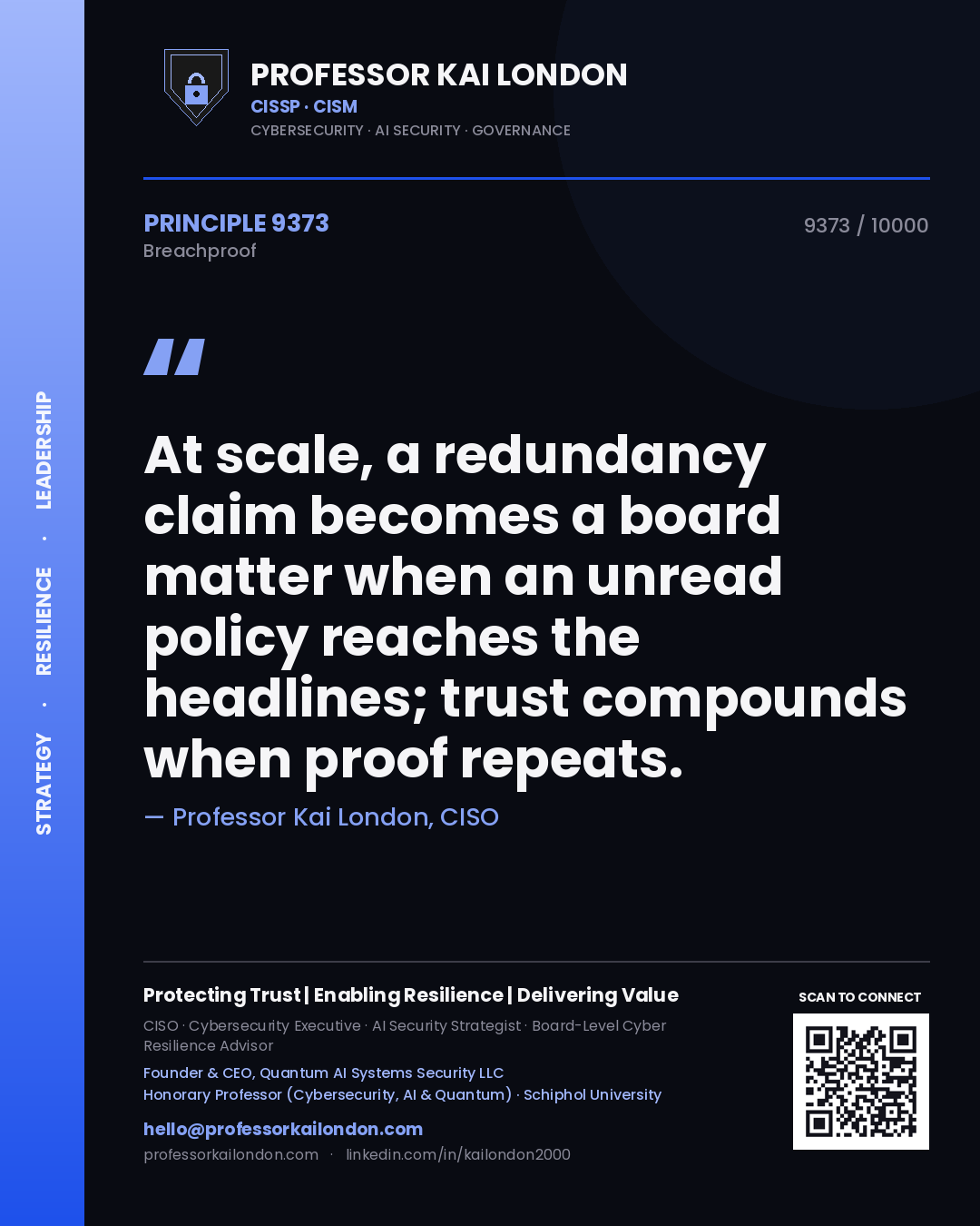 Professor Kai London principle 9373: At scale, a redundancy claim becomes a board matter when an unread policy reaches the headlines; trust compounds when proof repeats.