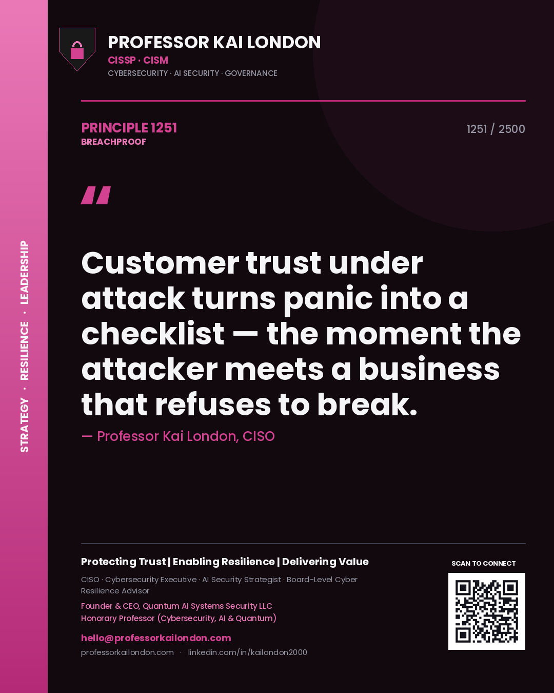Professor Kai London principle 1251: Customer trust under attack turns panic into a checklist — the moment the attacker meets a business that refuses to break.