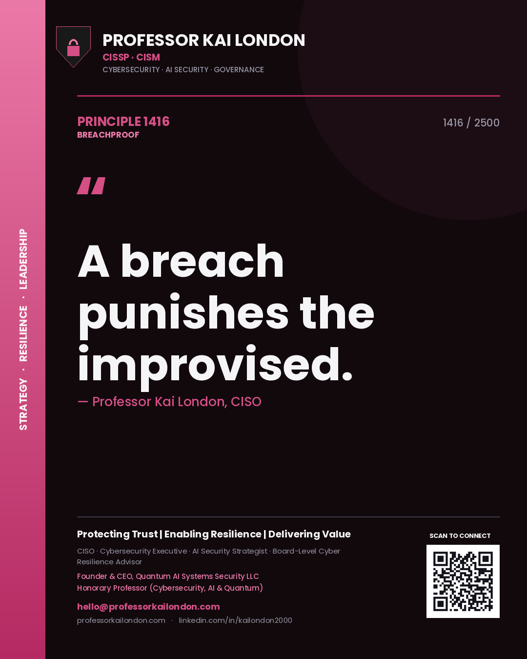 Professor Kai London principle 1416: A breach punishes the improvised.