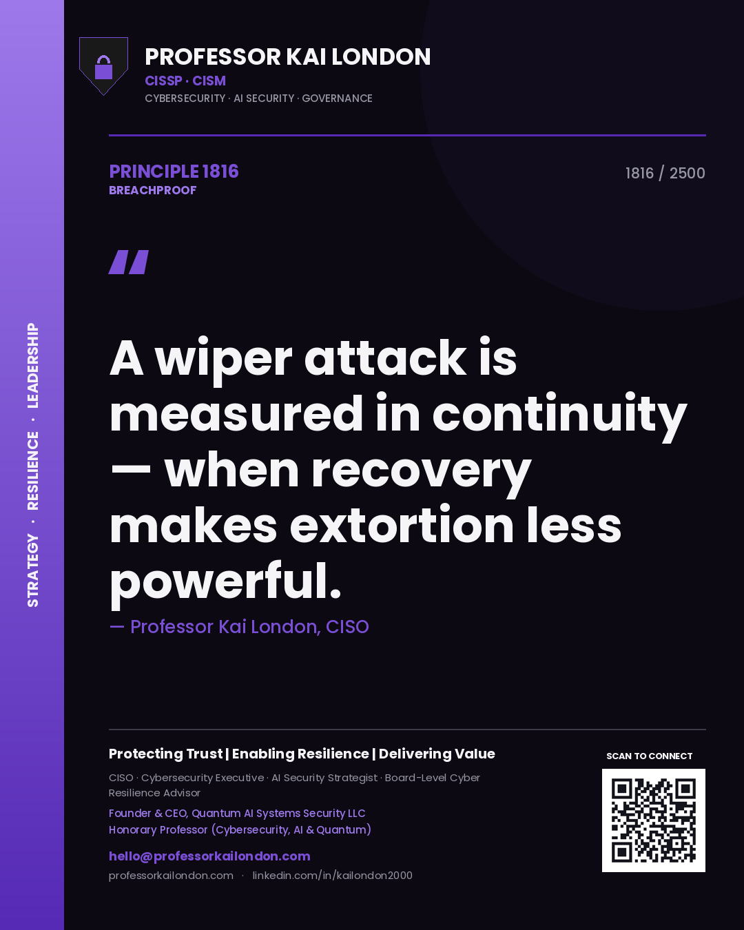 Professor Kai London principle 1816: A wiper attack is measured in continuity — when recovery makes extortion less powerful.