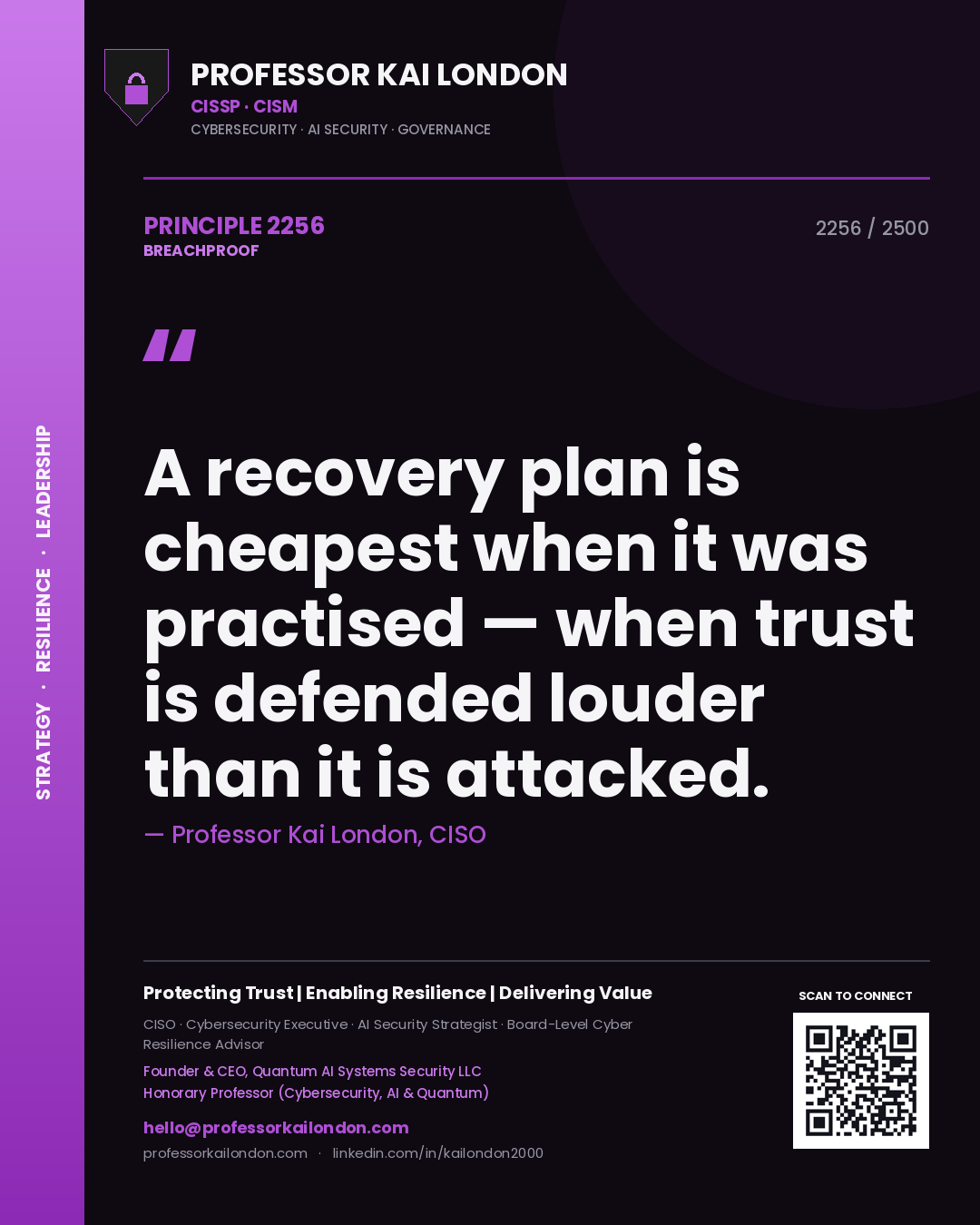 Professor Kai London principle 2256: A recovery plan is cheapest when it was practised — when trust is defended louder than it is attacked.