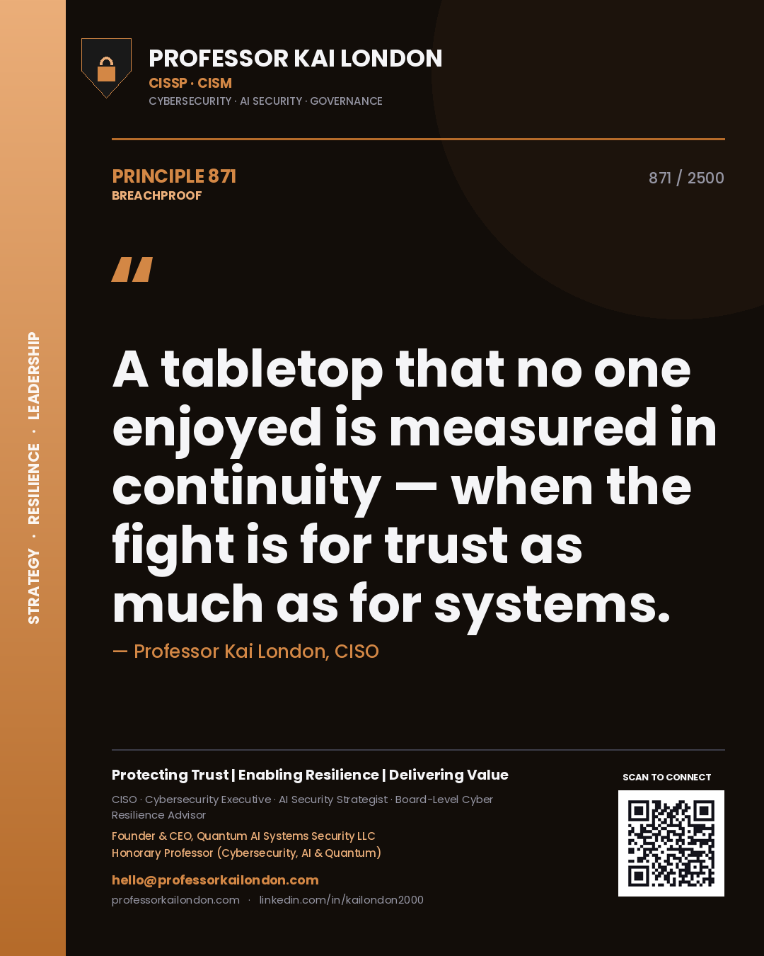 Professor Kai London principle 871: A tabletop that no one enjoyed is measured in continuity — when the fight is for trust as much as for systems.