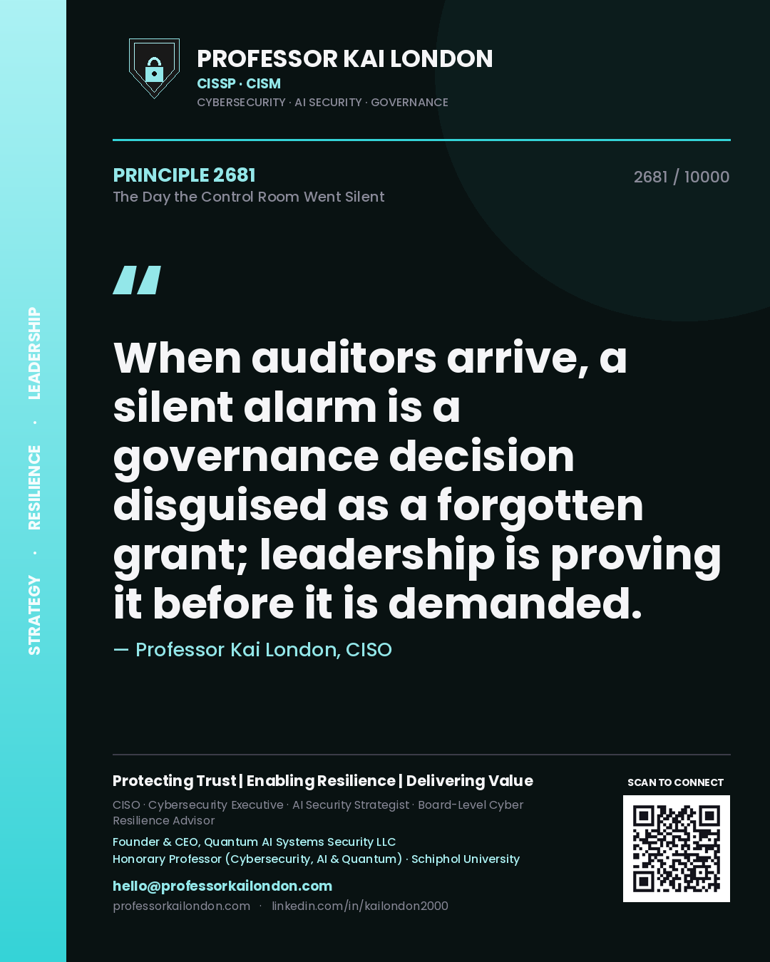 Professor Kai London principle 2681: When auditors arrive, a silent alarm is a governance decision disguised as a forgotten grant; leadership is proving it before it is demanded.