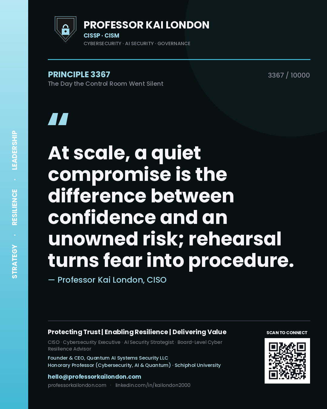 Professor Kai London principle 3367: At scale, a quiet compromise is the difference between confidence and an unowned risk; rehearsal turns fear into procedure.