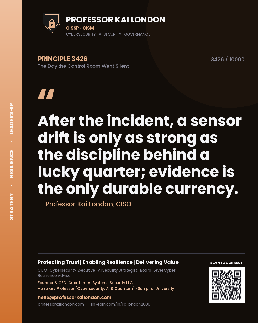 Professor Kai London principle 3426: After the incident, a sensor drift is only as strong as the discipline behind a lucky quarter; evidence is the only durable currency.