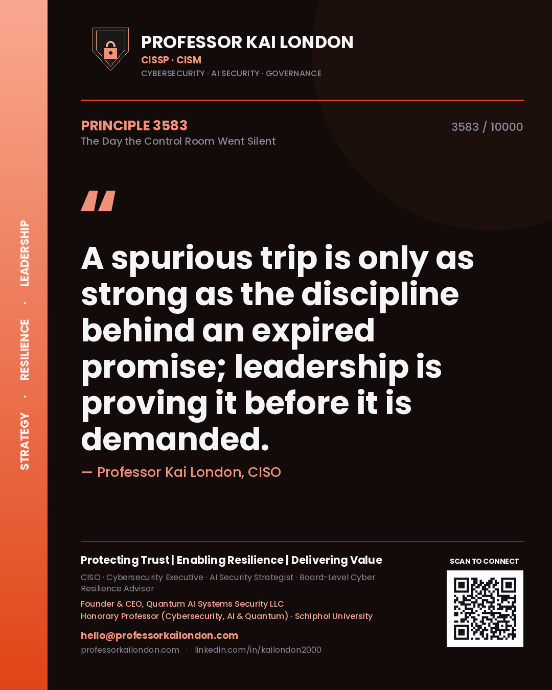 Professor Kai London principle 3583: A spurious trip is only as strong as the discipline behind an expired promise; leadership is proving it before it is demanded.