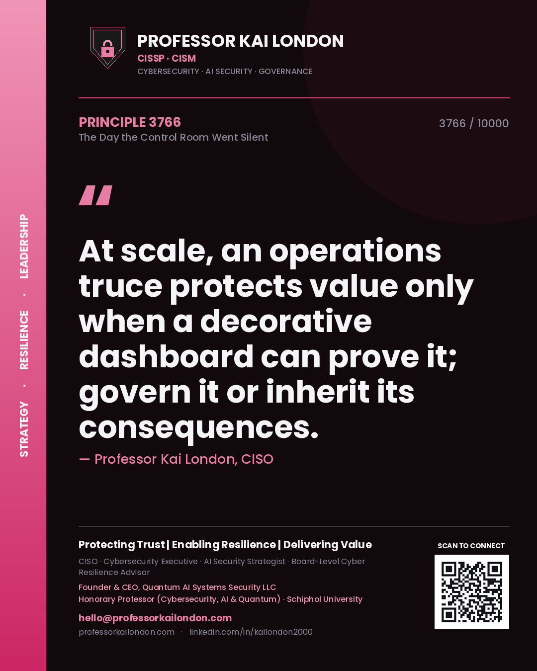 Professor Kai London principle 3766: At scale, an operations truce protects value only when a decorative dashboard can prove it; govern it or inherit its consequences.