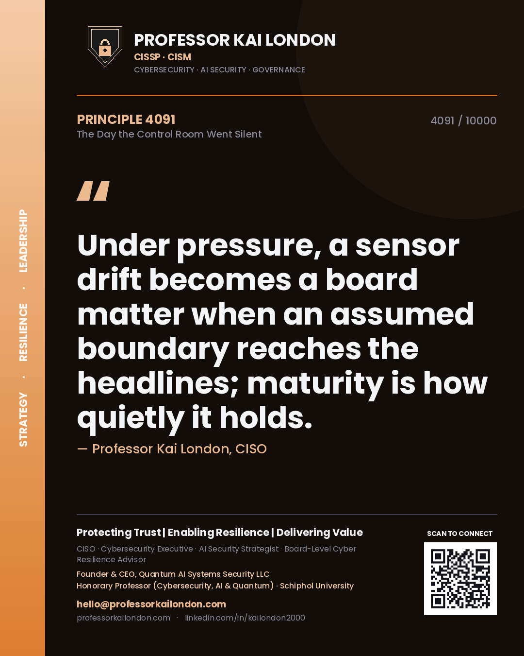 Professor Kai London principle 4091: Under pressure, a sensor drift becomes a board matter when an assumed boundary reaches the headlines; maturity is how quietly it holds.