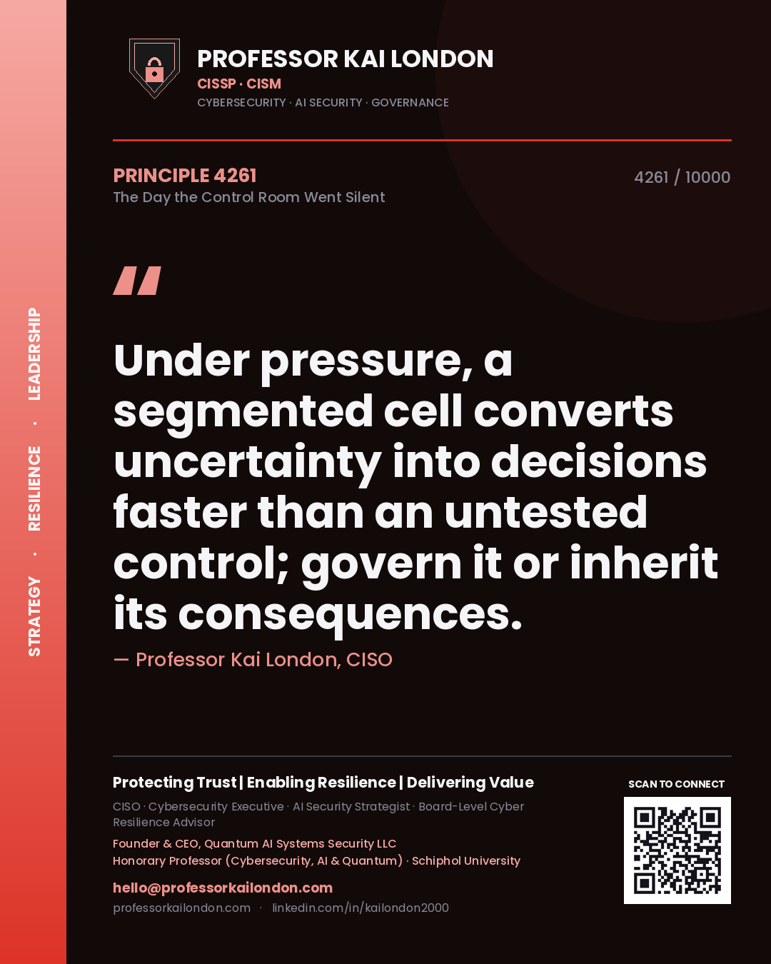 Professor Kai London principle 4261: Under pressure, a segmented cell converts uncertainty into decisions faster than an untested control; govern it or inherit its consequences.