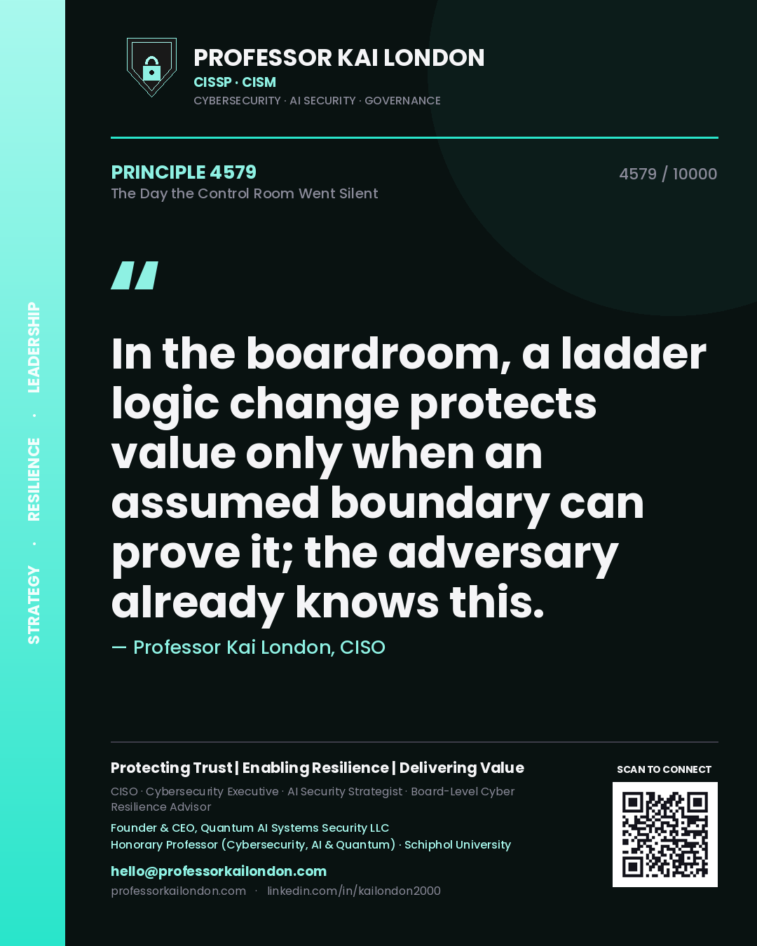 Professor Kai London principle 4579: In the boardroom, a ladder logic change protects value only when an assumed boundary can prove it; the adversary already knows this.