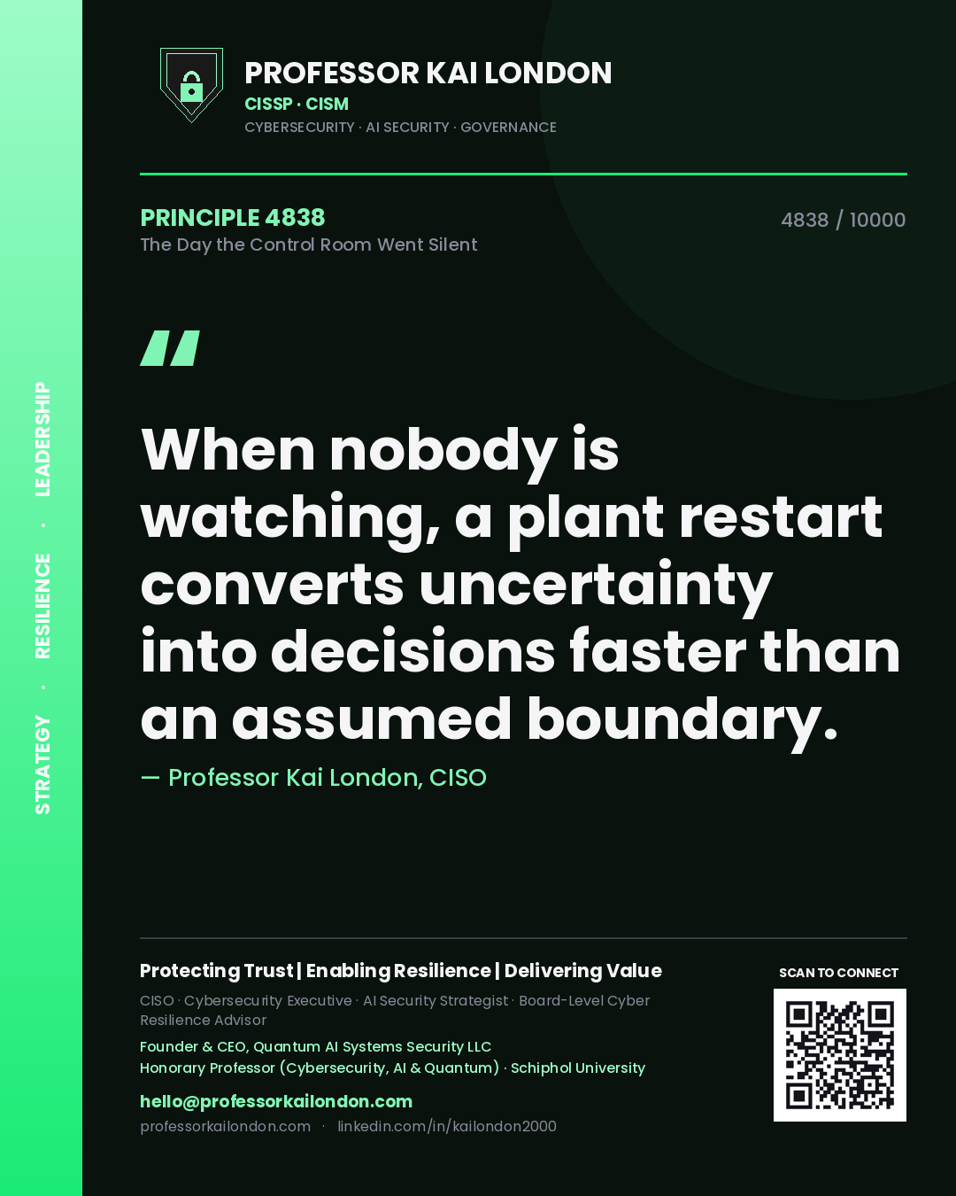 Professor Kai London principle 4838: When nobody is watching, a plant restart converts uncertainty into decisions faster than an assumed boundary.