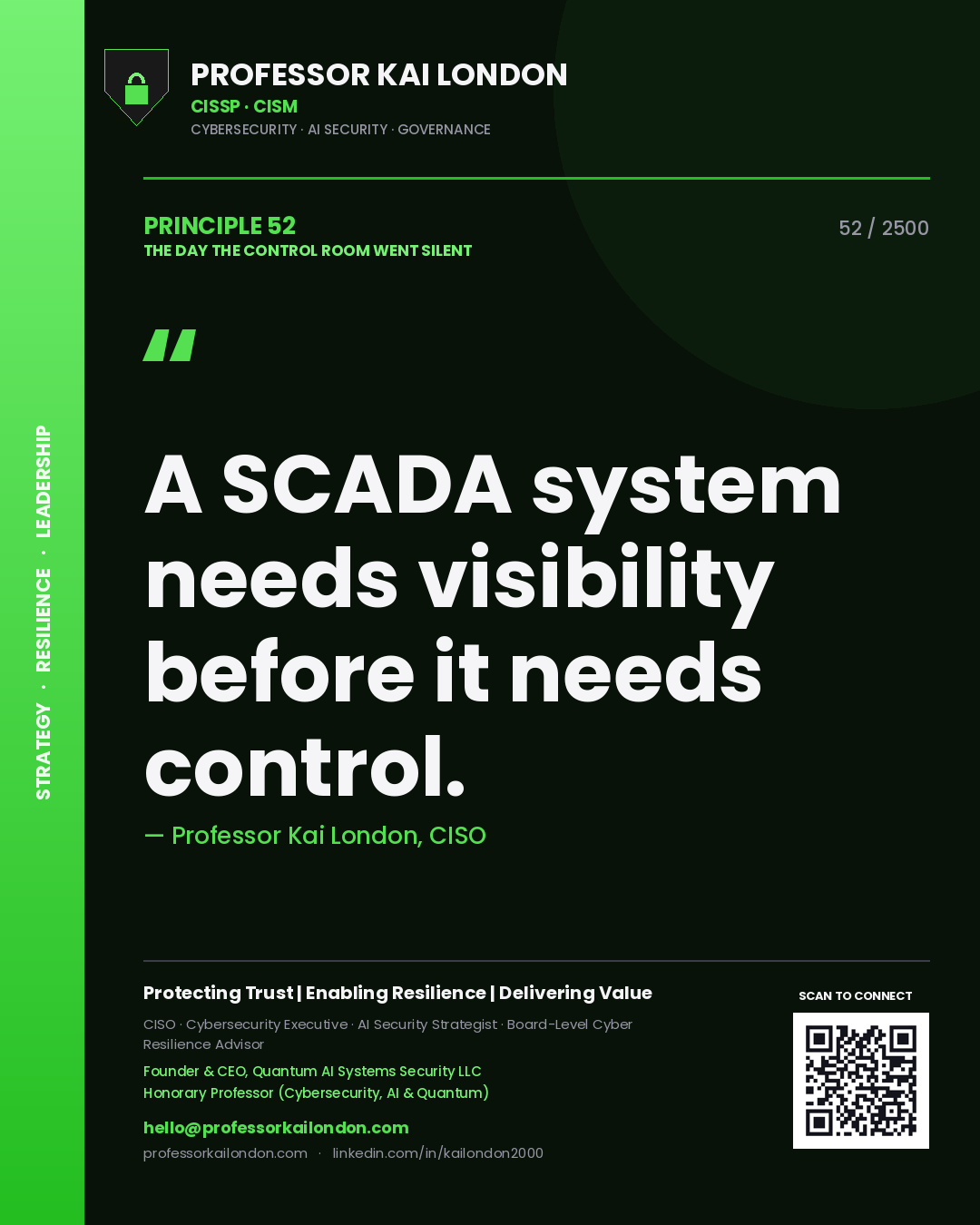 Professor Kai London principle 52: A SCADA system needs visibility before it needs control.