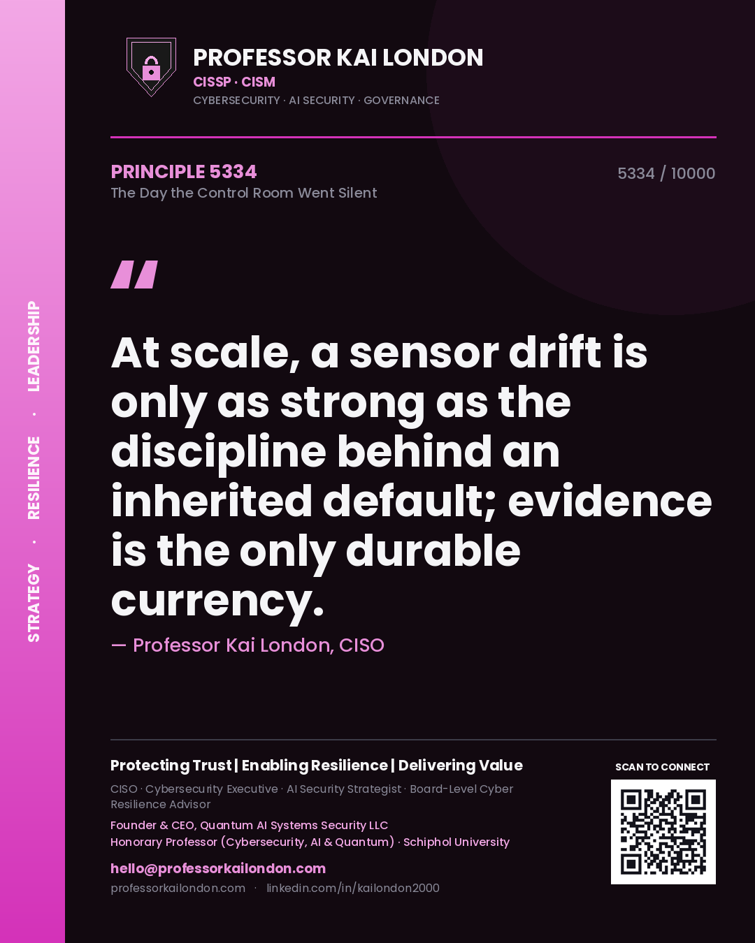 Professor Kai London principle 5334: At scale, a sensor drift is only as strong as the discipline behind an inherited default; evidence is the only durable currency.