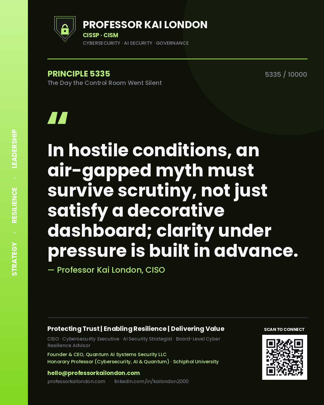 Professor Kai London principle 5335: In hostile conditions, an air-gapped myth must survive scrutiny, not just satisfy a decorative dashboard; clarity under pressure is built in advance.