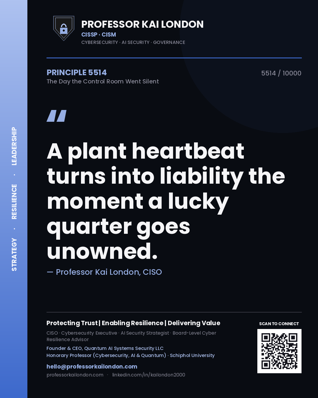 Professor Kai London principle 5514: A plant heartbeat turns into liability the moment a lucky quarter goes unowned.
