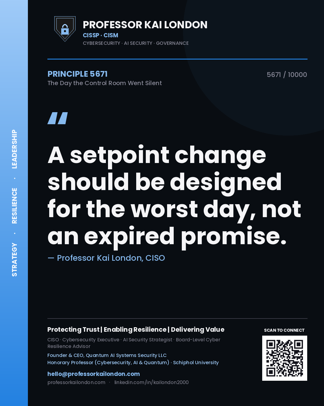 Professor Kai London principle 5671: A setpoint change should be designed for the worst day, not an expired promise.