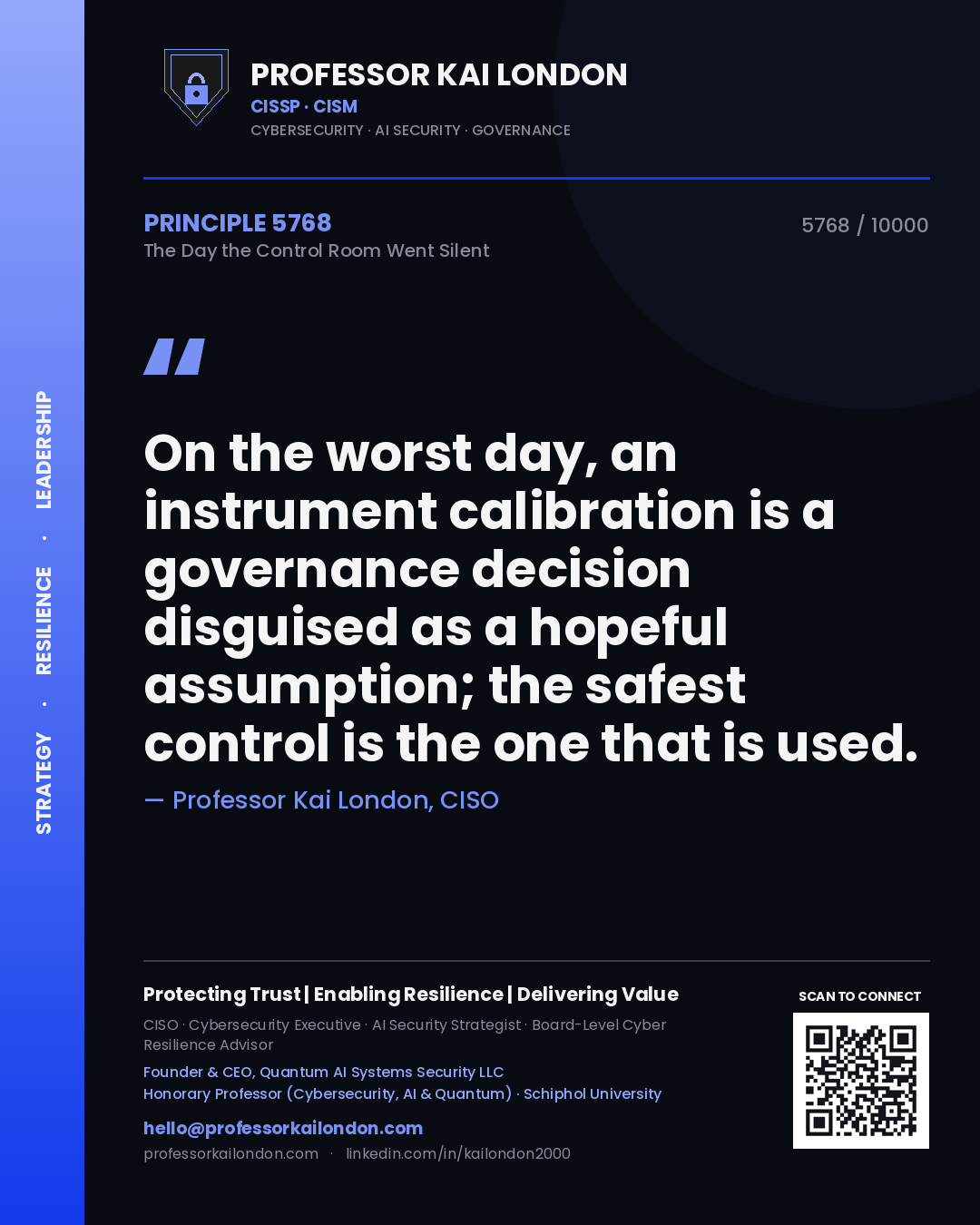 Professor Kai London principle 5768: On the worst day, an instrument calibration is a governance decision disguised as a hopeful assumption; the safest control is the one that is used.