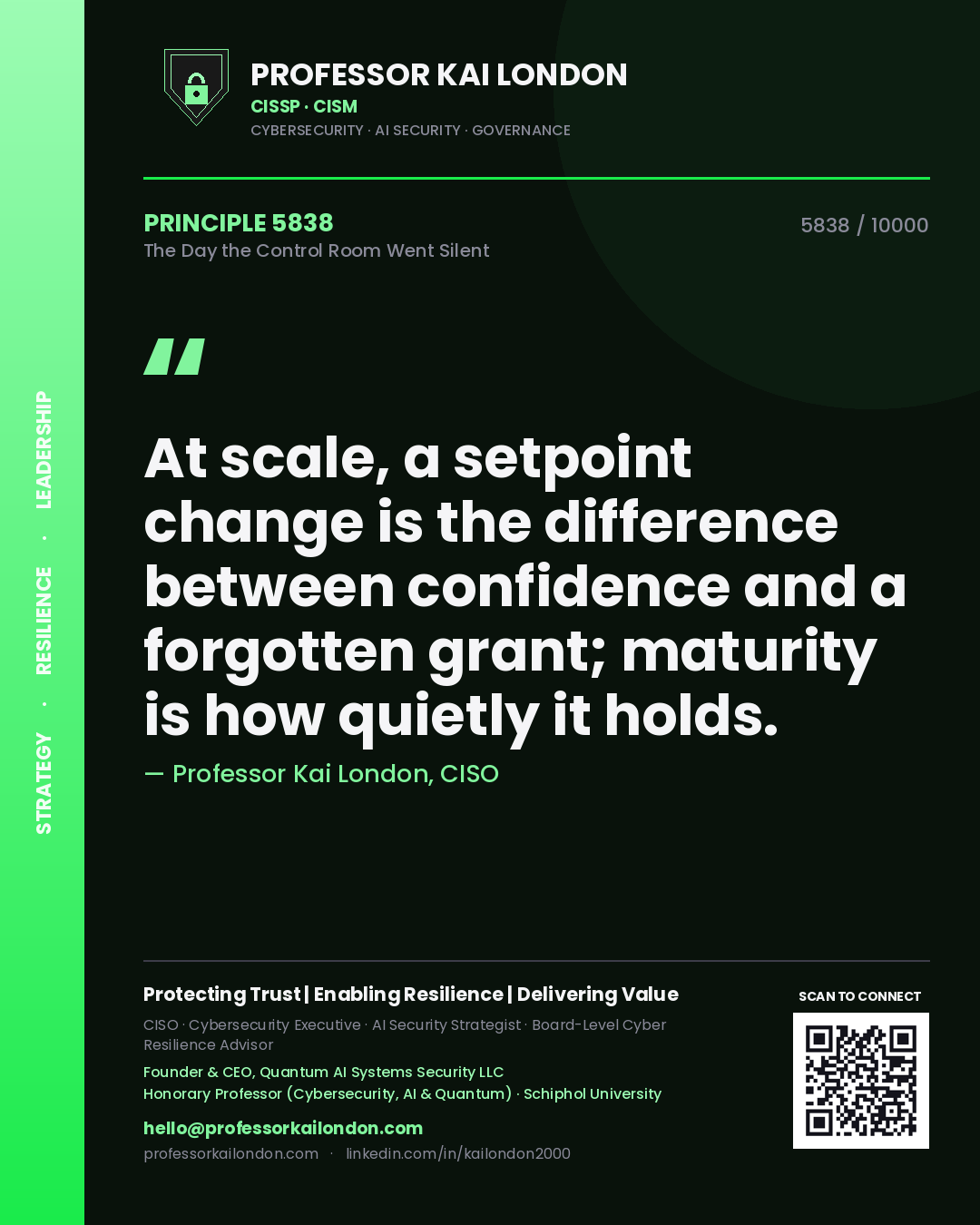 Professor Kai London principle 5838: At scale, a setpoint change is the difference between confidence and a forgotten grant; maturity is how quietly it holds.
