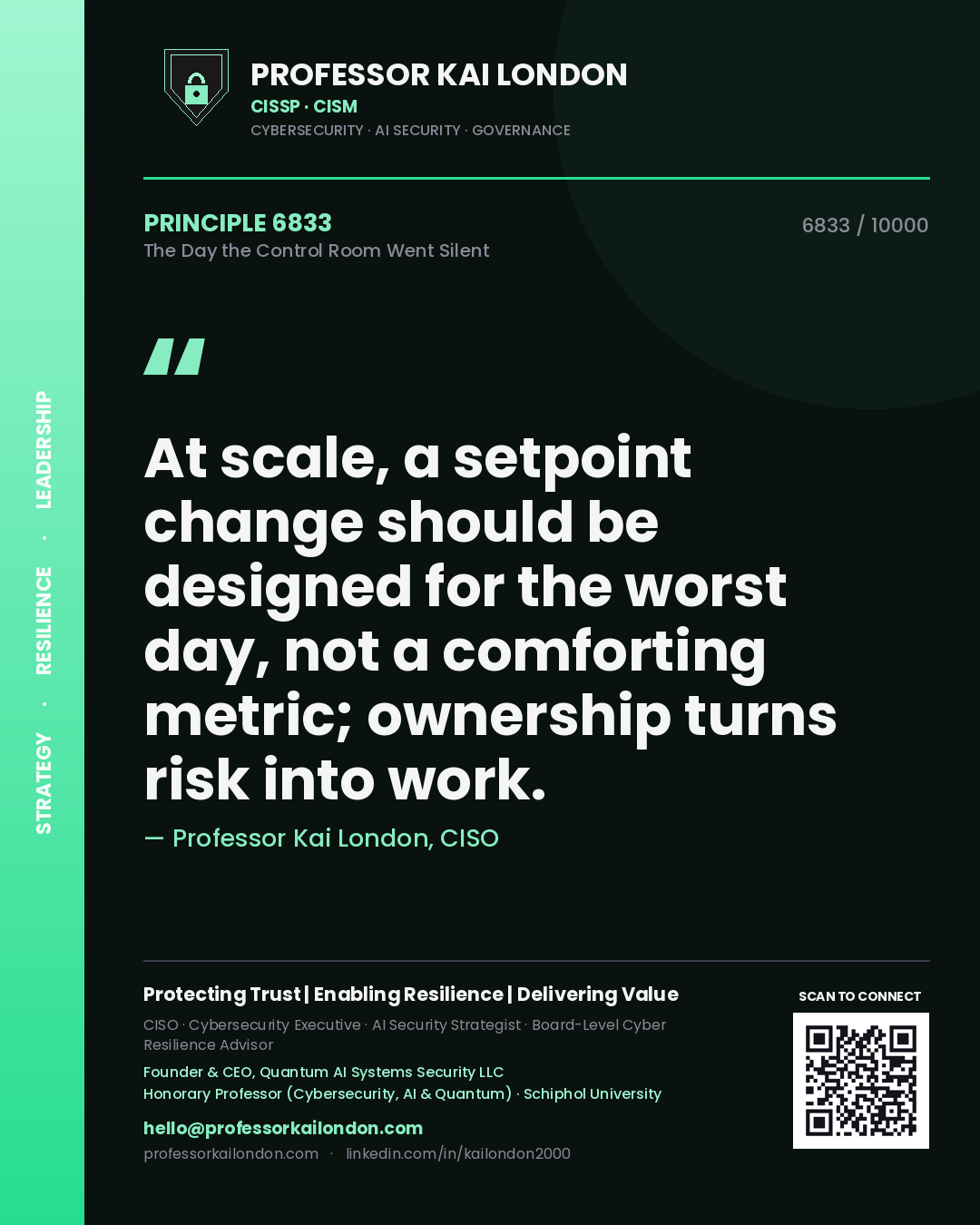 Professor Kai London principle 6833: At scale, a setpoint change should be designed for the worst day, not a comforting metric; ownership turns risk into work.