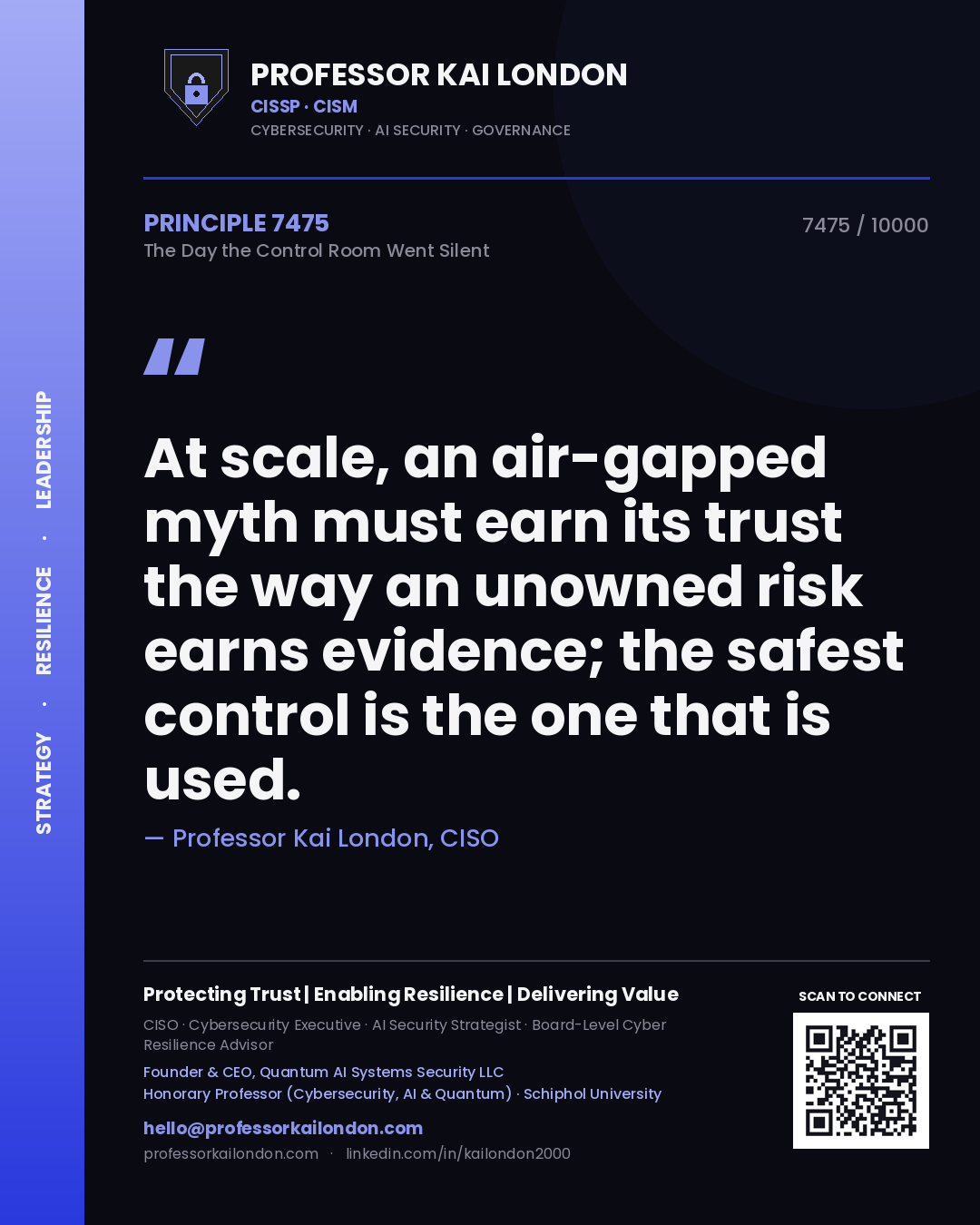 Professor Kai London principle 7475: At scale, an air-gapped myth must earn its trust the way an unowned risk earns evidence; the safest control is the one that is used.