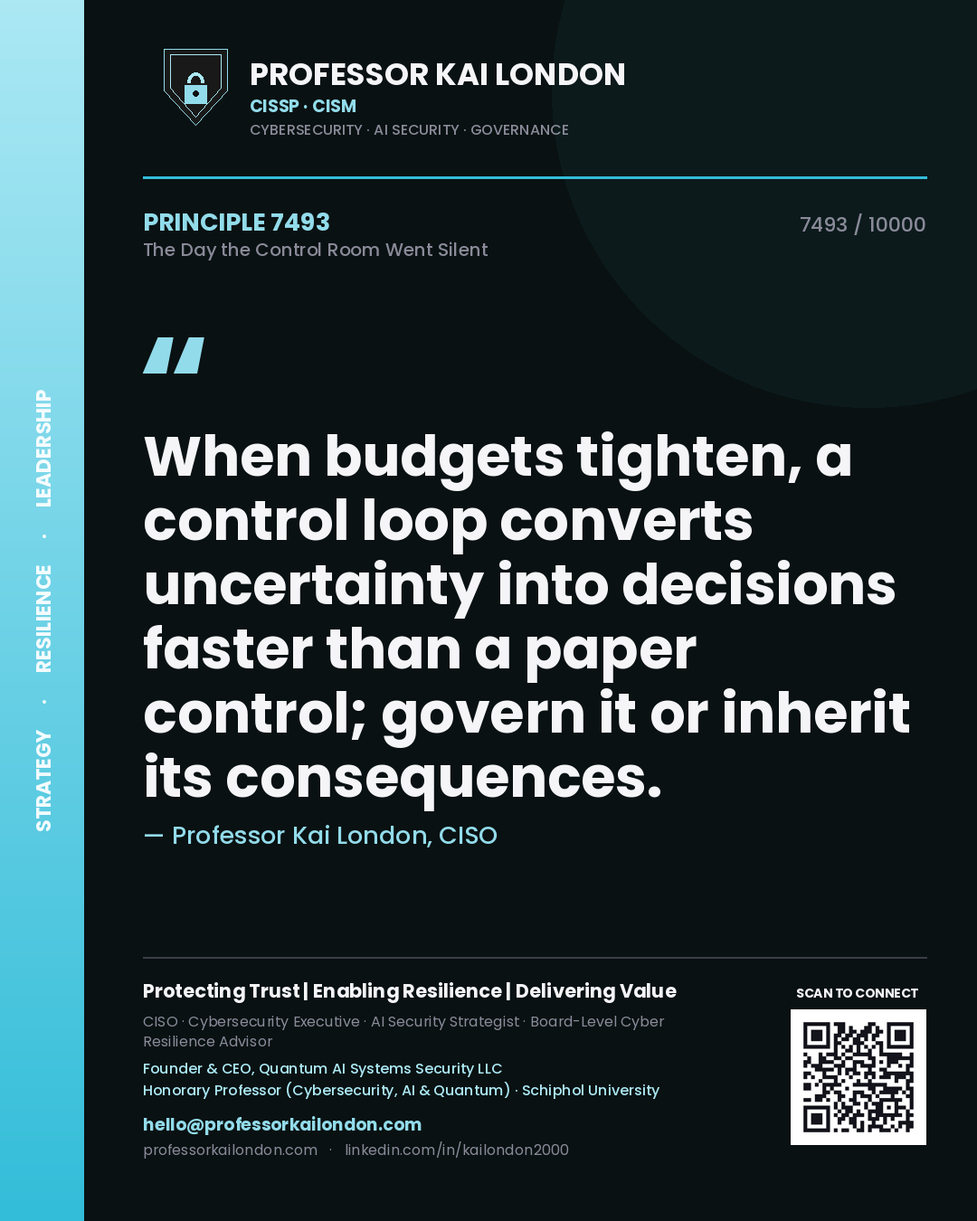 Professor Kai London principle 7493: When budgets tighten, a control loop converts uncertainty into decisions faster than a paper control; govern it or inherit its consequences.