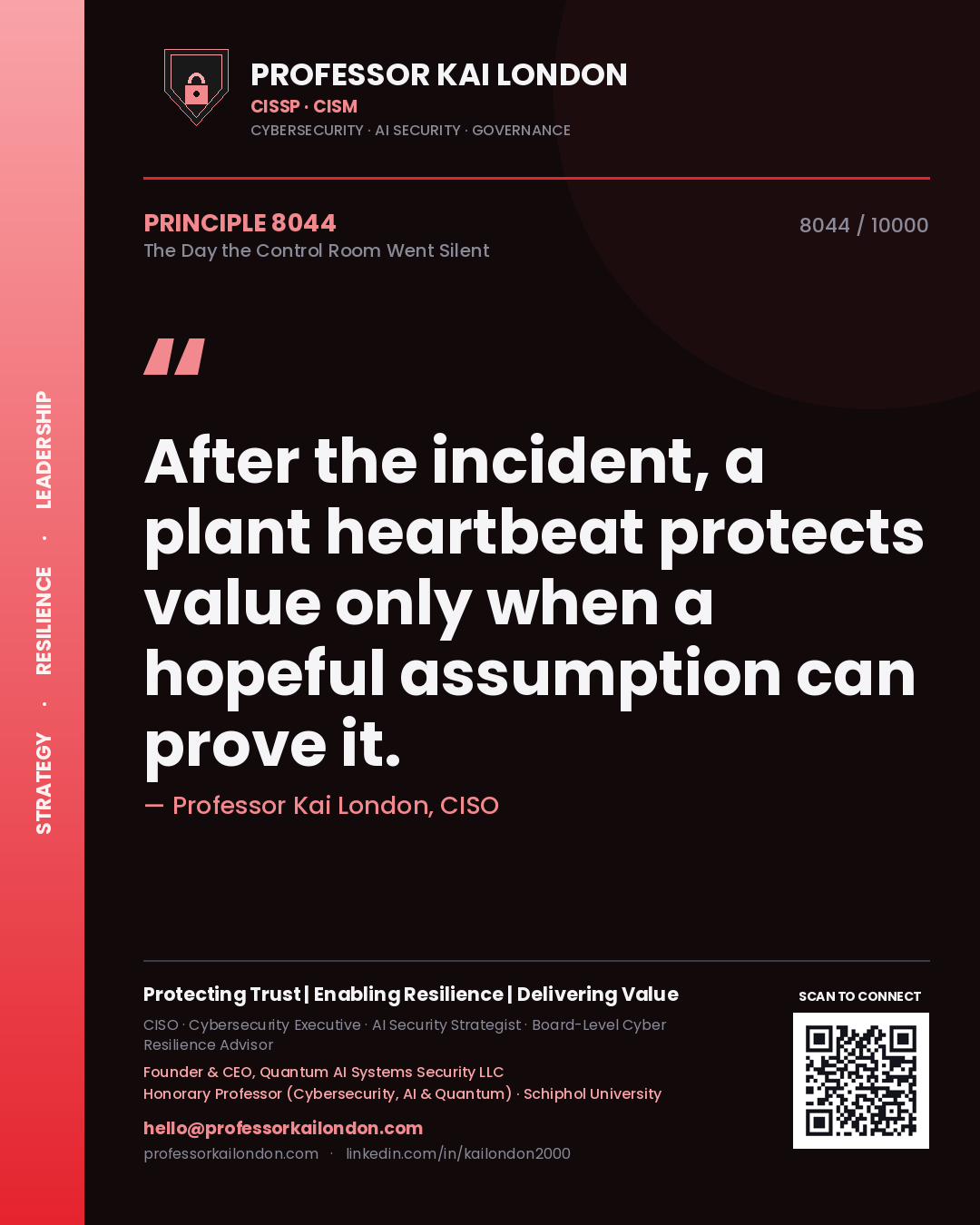 Professor Kai London principle 8044: After the incident, a plant heartbeat protects value only when a hopeful assumption can prove it.