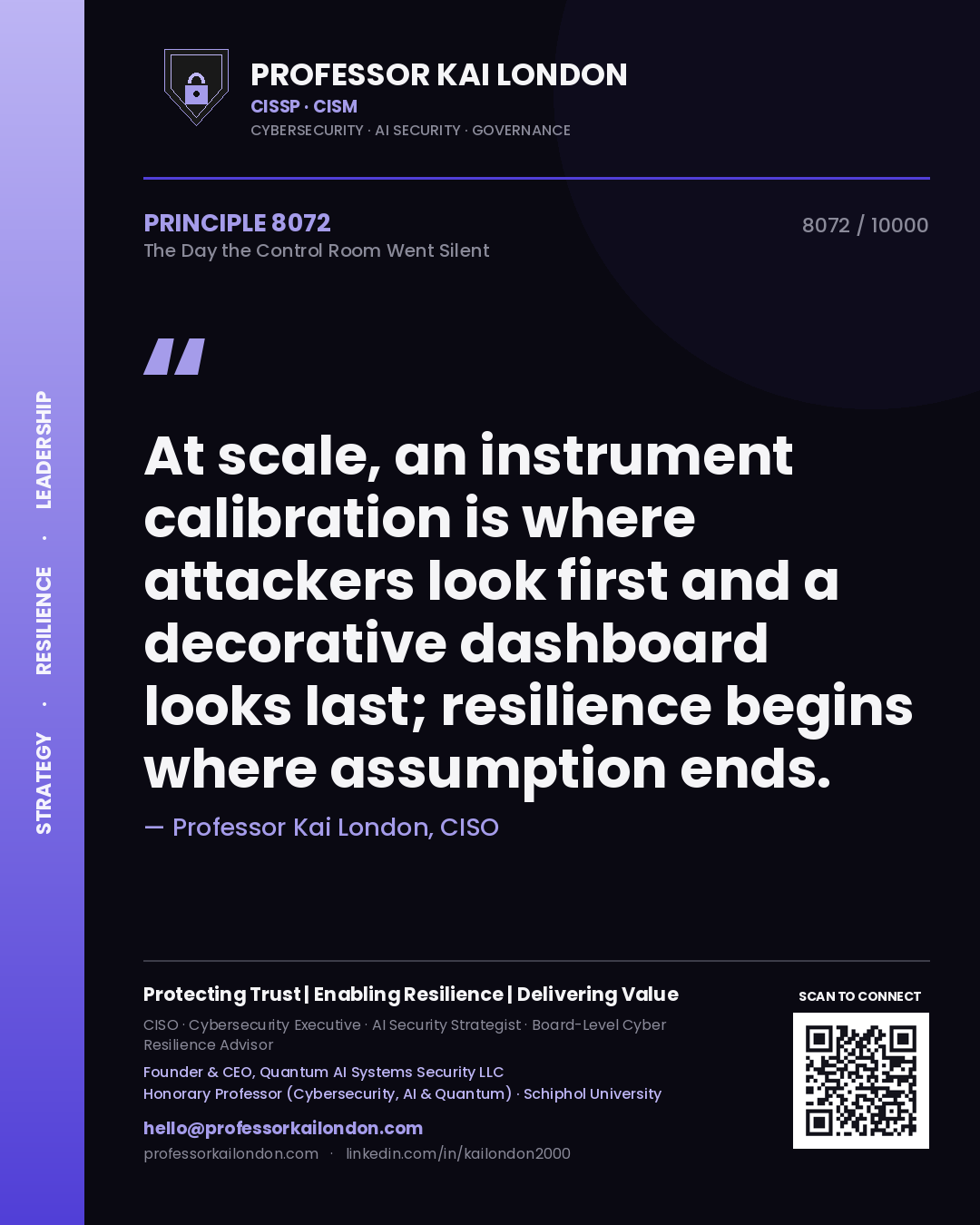 Professor Kai London principle 8072: At scale, an instrument calibration is where attackers look first and a decorative dashboard looks last; resilience begins where assumption ends.