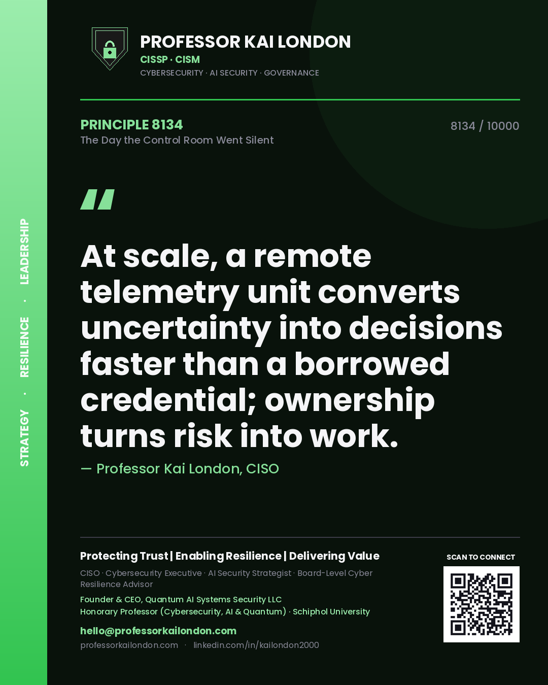 Professor Kai London principle 8134: At scale, a remote telemetry unit converts uncertainty into decisions faster than a borrowed credential; ownership turns risk into work.