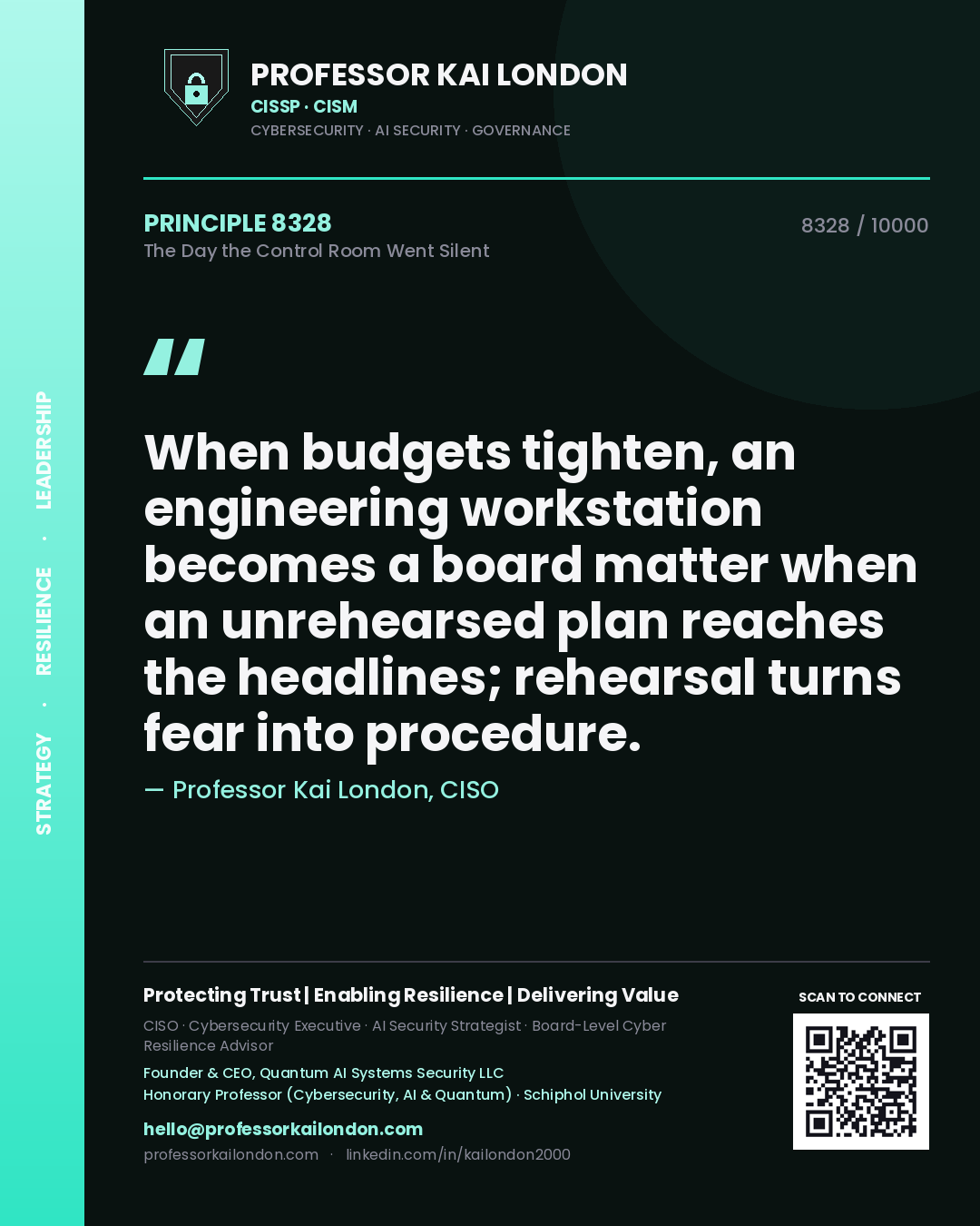 Professor Kai London principle 8328: When budgets tighten, an engineering workstation becomes a board matter when an unrehearsed plan reaches the headlines; rehearsal turns fear into procedure.