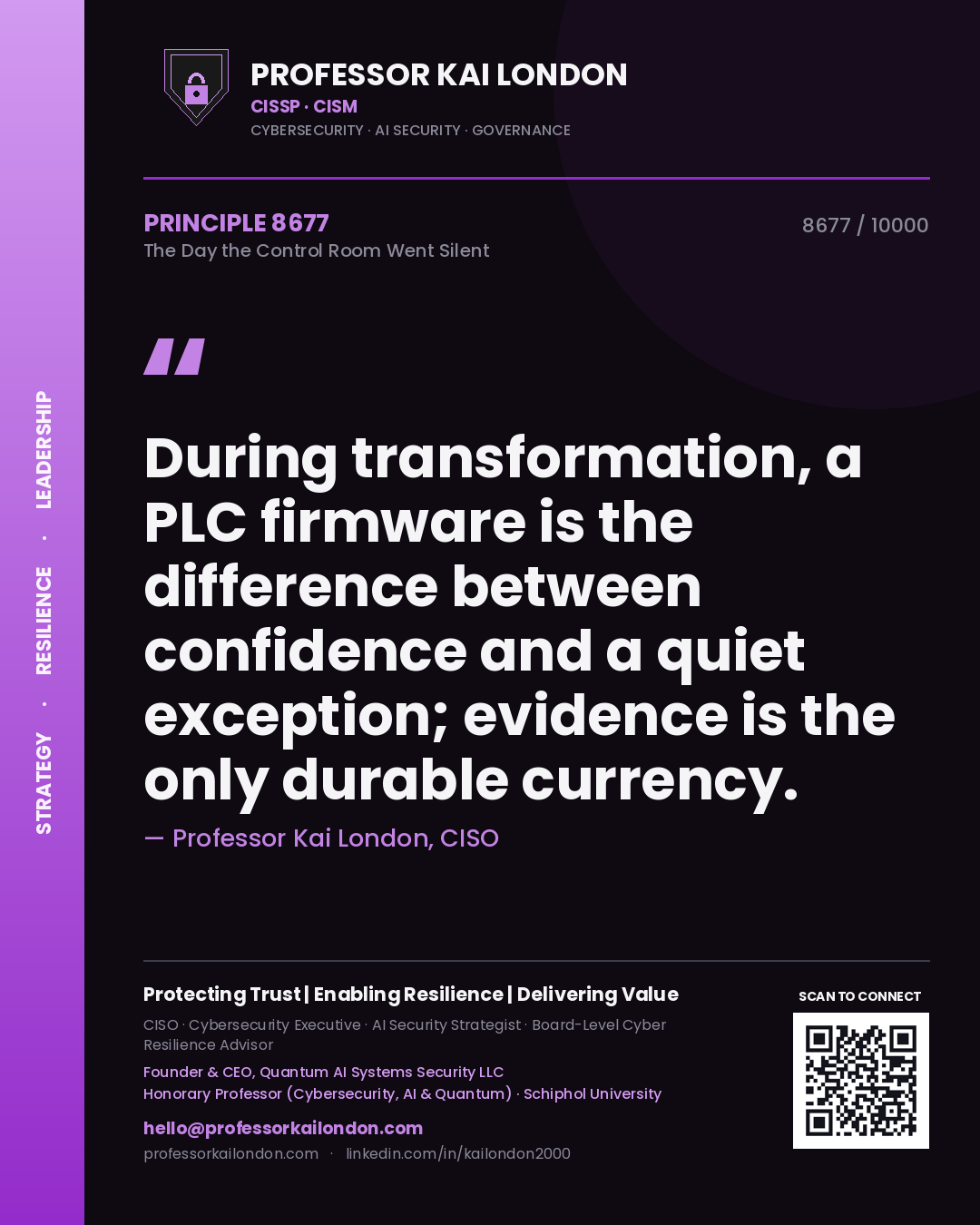 Professor Kai London principle 8677: During transformation, a PLC firmware is the difference between confidence and a quiet exception; evidence is the only durable currency.