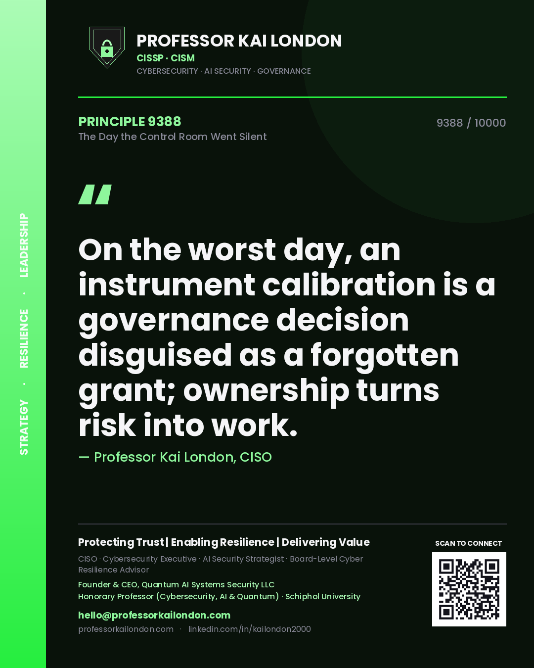 Professor Kai London principle 9388: On the worst day, an instrument calibration is a governance decision disguised as a forgotten grant; ownership turns risk into work.