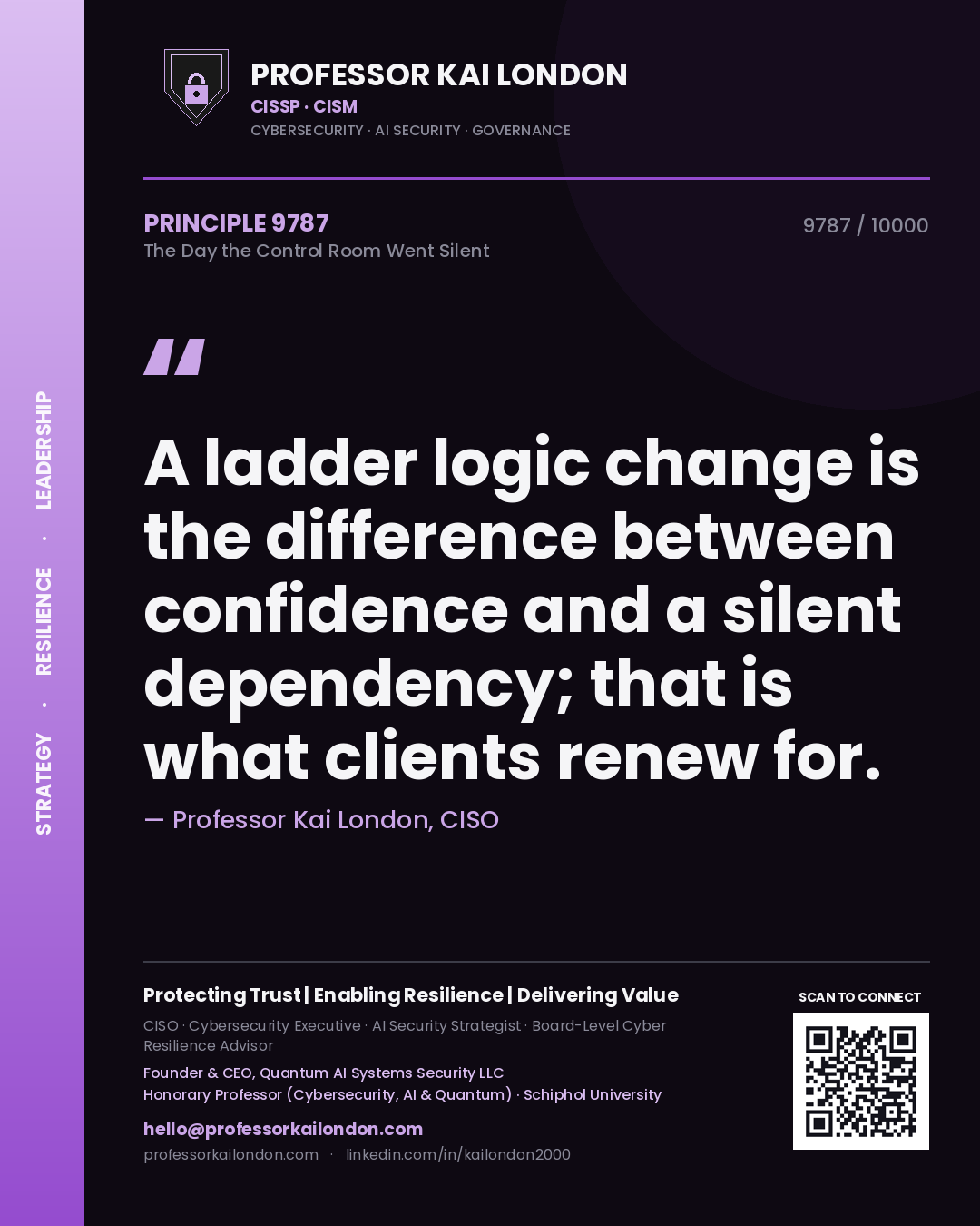 Professor Kai London principle 9787: A ladder logic change is the difference between confidence and a silent dependency; that is what clients renew for.