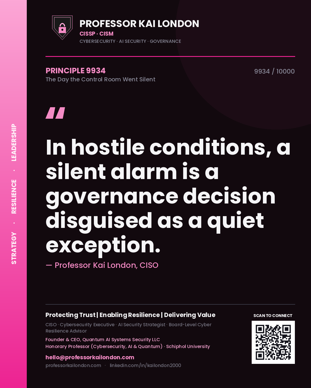 Professor Kai London principle 9934: In hostile conditions, a silent alarm is a governance decision disguised as a quiet exception.