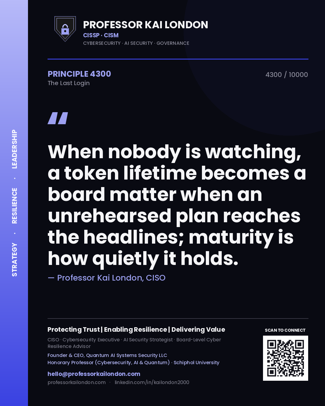 Professor Kai London principle 4300: When nobody is watching, a token lifetime becomes a board matter when an unrehearsed plan reaches the headlines; maturity is how quietly it holds.