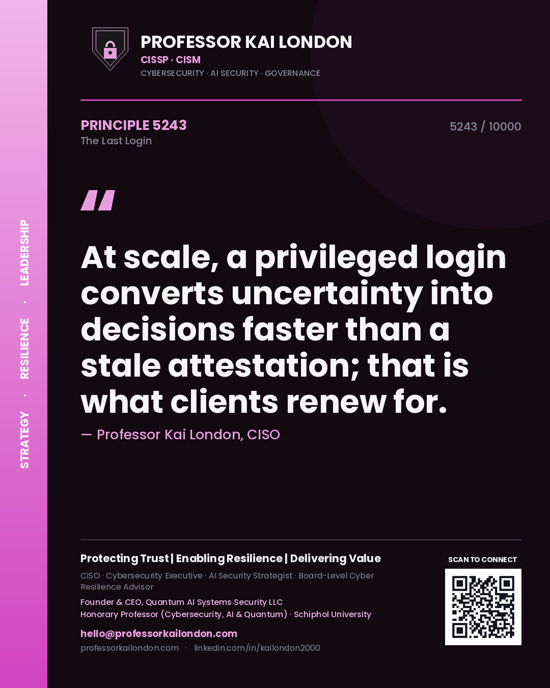 Professor Kai London principle 5243: At scale, a privileged login converts uncertainty into decisions faster than a stale attestation; that is what clients renew for.