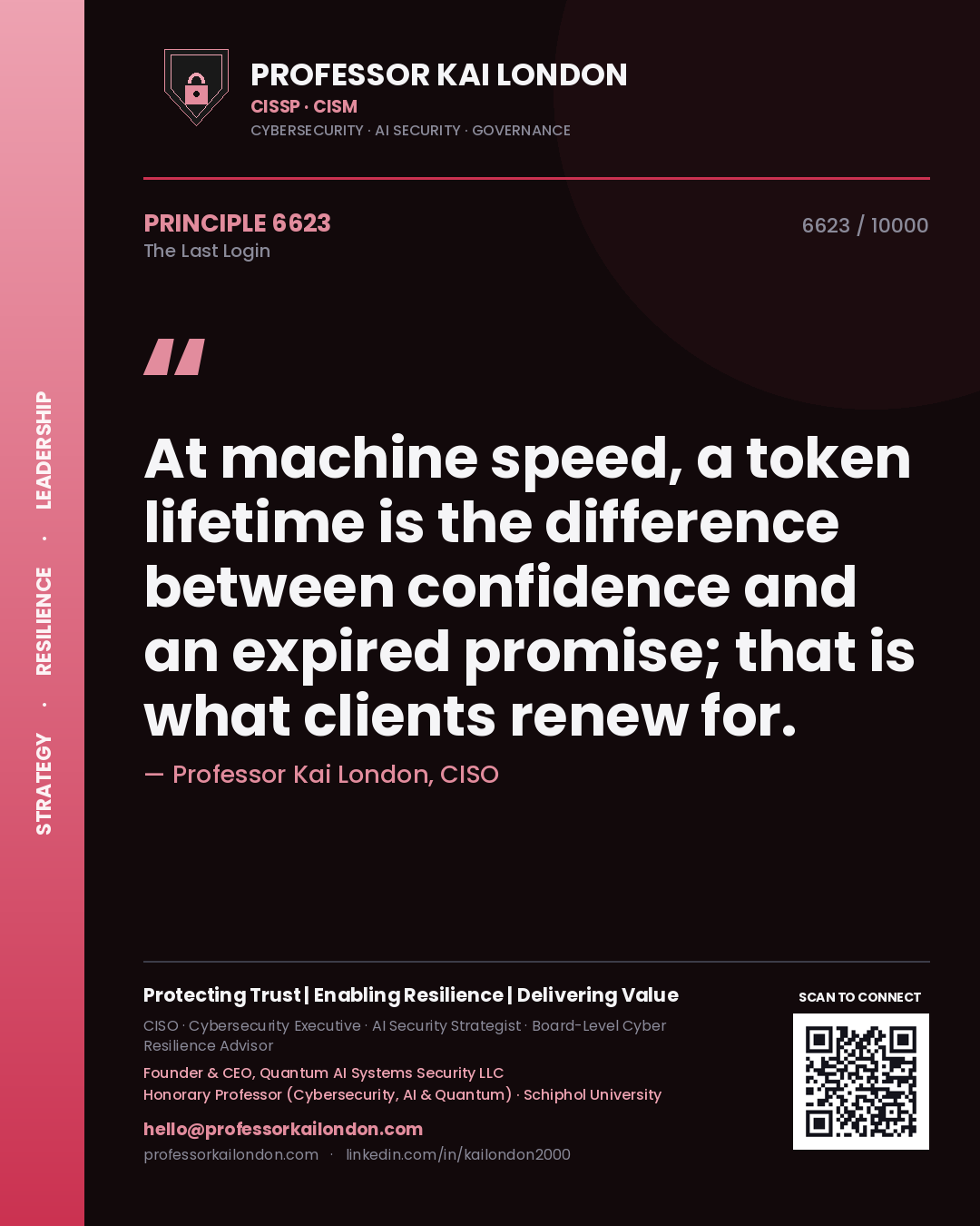 Professor Kai London principle 6623: At machine speed, a token lifetime is the difference between confidence and an expired promise; that is what clients renew for.