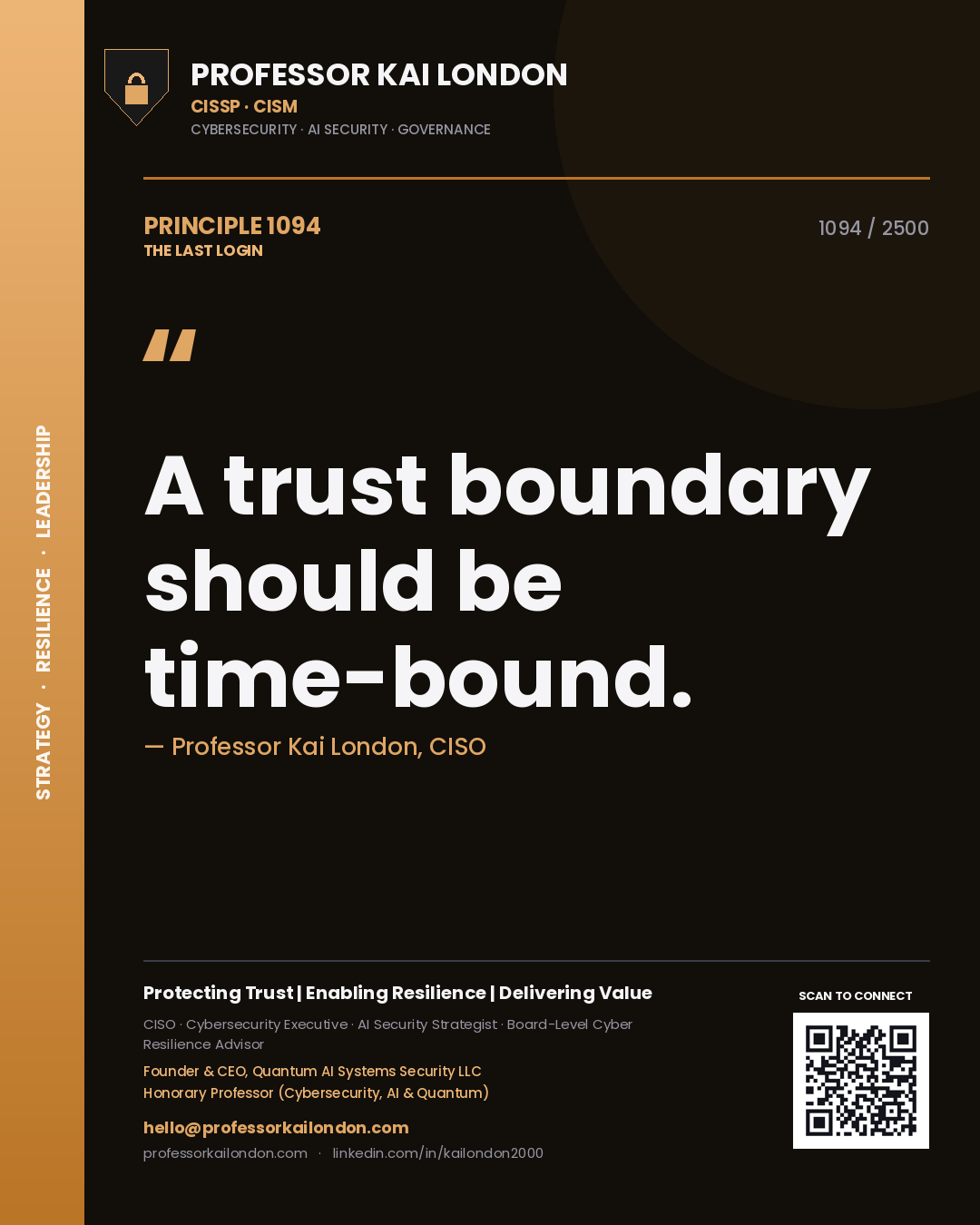 Professor Kai London principle 1094: A trust boundary should be time-bound.