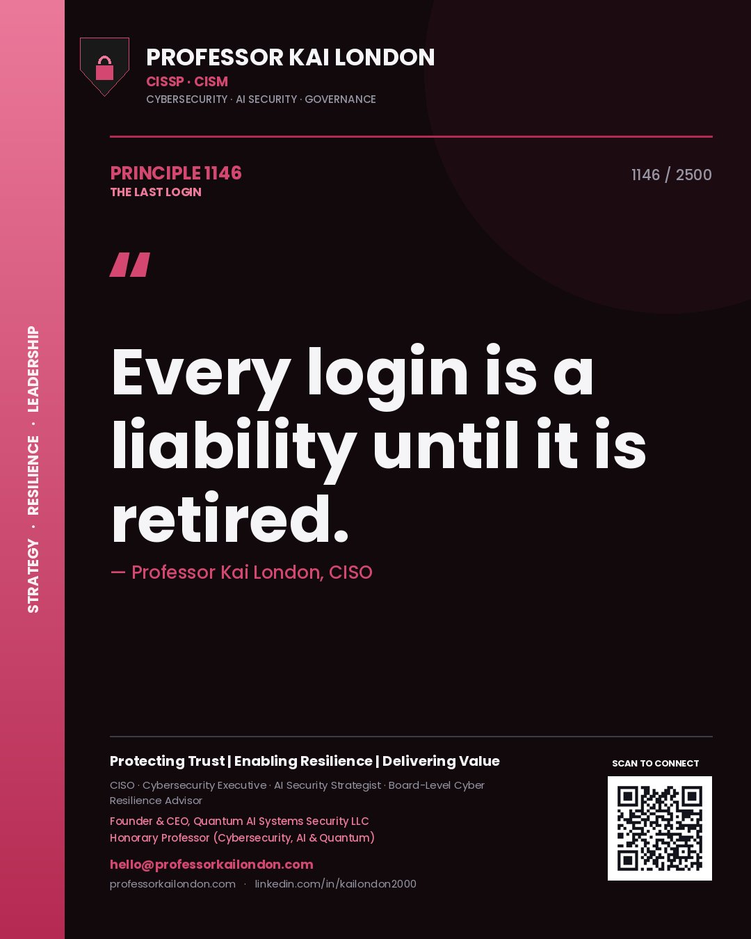 Professor Kai London principle 1146: Every login is a liability until it is retired.