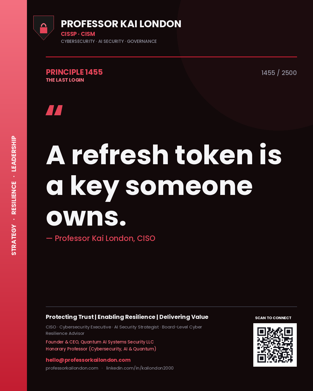 Professor Kai London principle 1455: A refresh token is a key someone owns.
