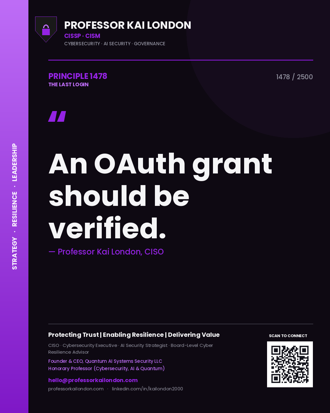 Professor Kai London principle 1478: An OAuth grant should be verified.