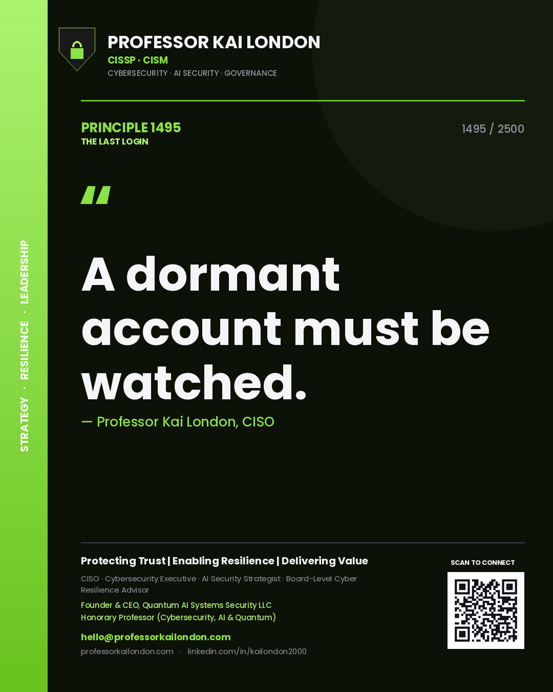 Professor Kai London principle 1495: A dormant account must be watched.