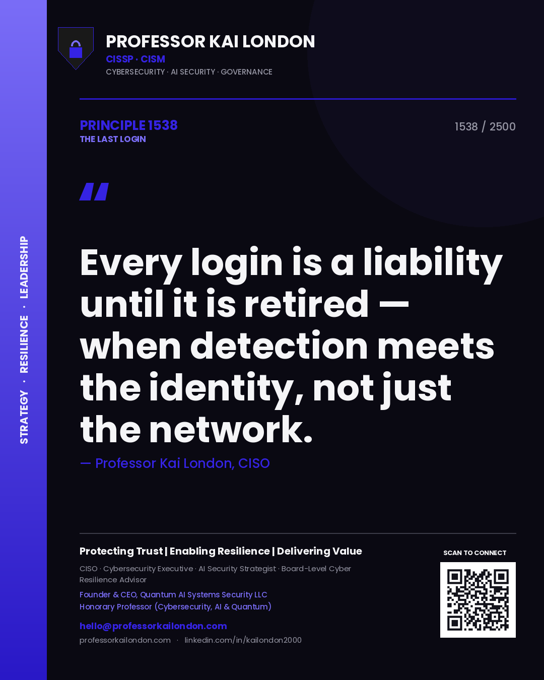 Professor Kai London principle 1538: Every login is a liability until it is retired — when detection meets the identity, not just the network.